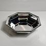 Vintage Versilberte Schale Octagon Metall 1980er Jahre 4