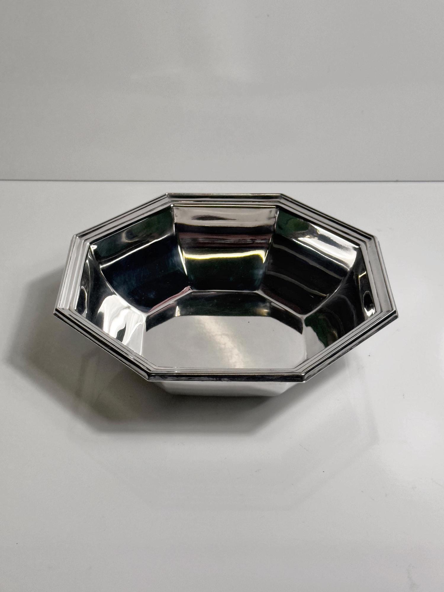 Vintage Silver-plated Bowl Octagon Metal 1980s 4