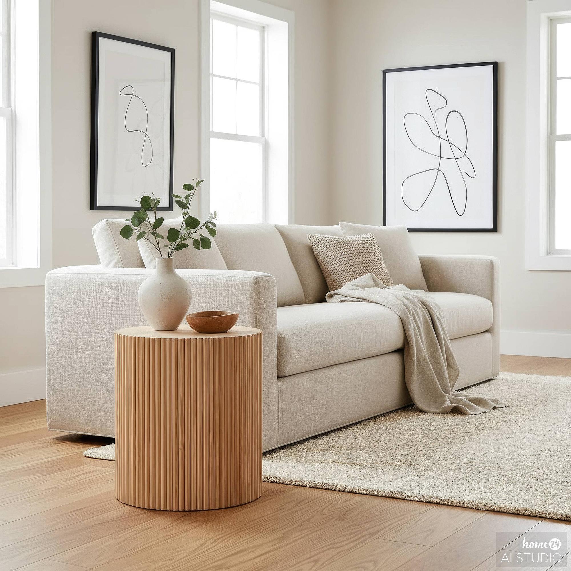 Censhi Beistelltisch Furniert Kiefer Braun 3