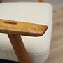 Vintage Sessel Eichenholz Textil Creme 1960er Jahre 12