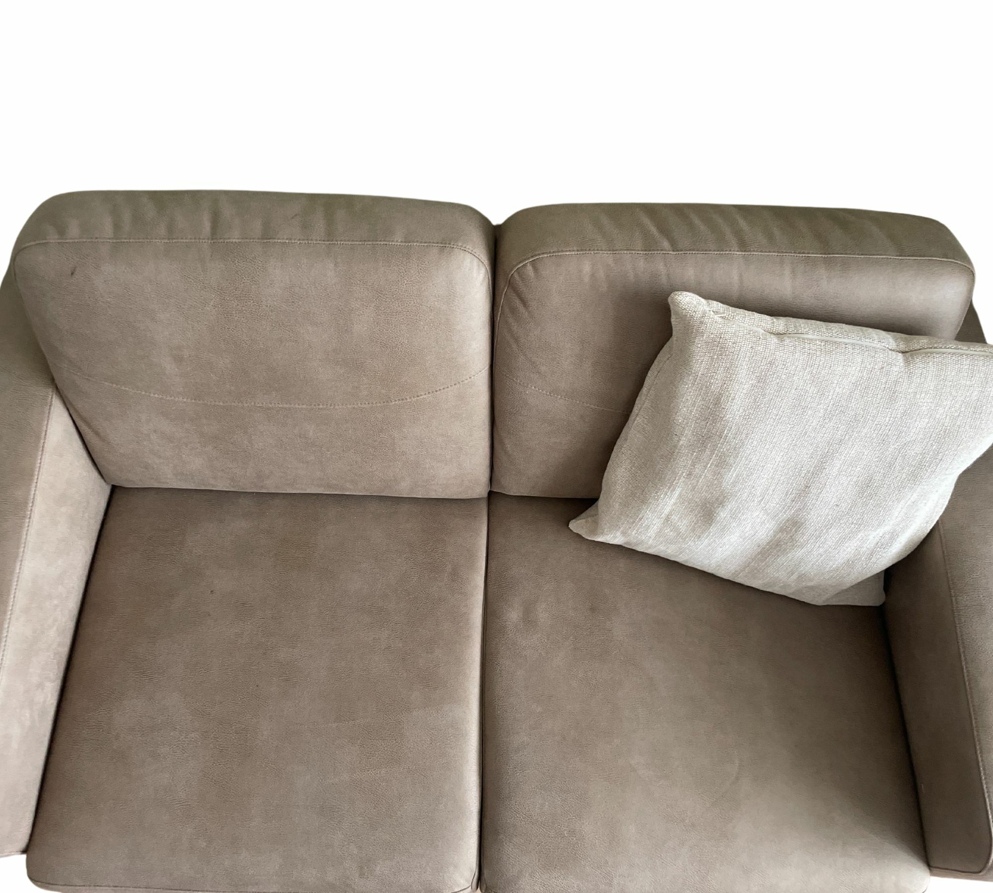 Sofa 2-Sitzer Kunstleder Holz Beige 5