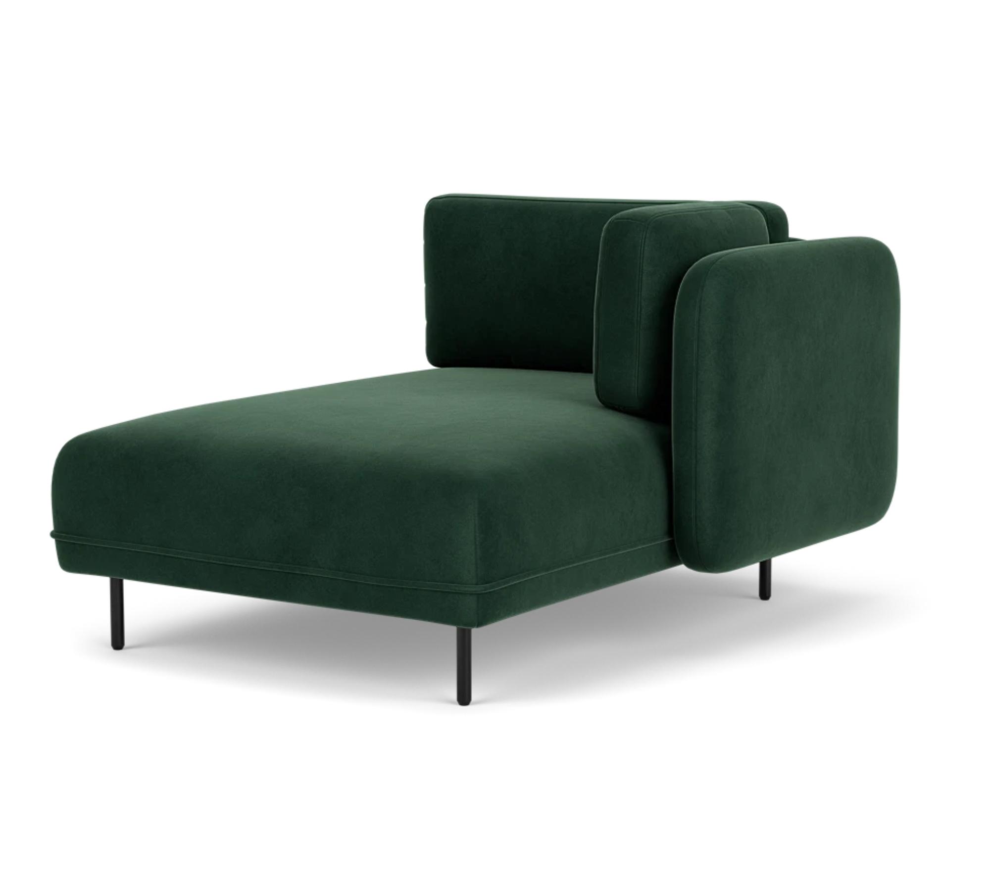 Ellis Récamiere abnehmbare Armlehne Velour Lux Dark Green 2