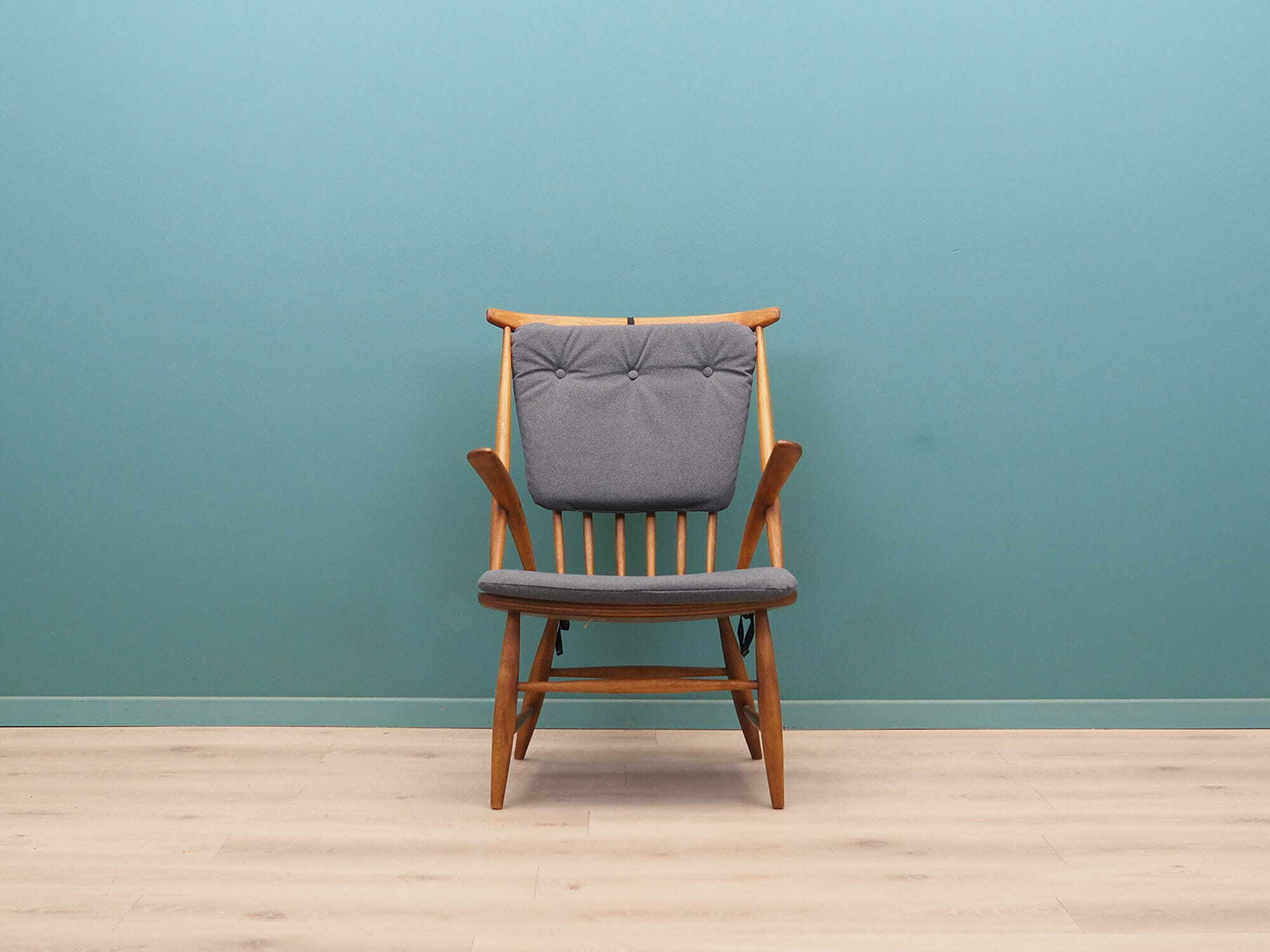 Vintage armchair beech fabric brown 1960s 1