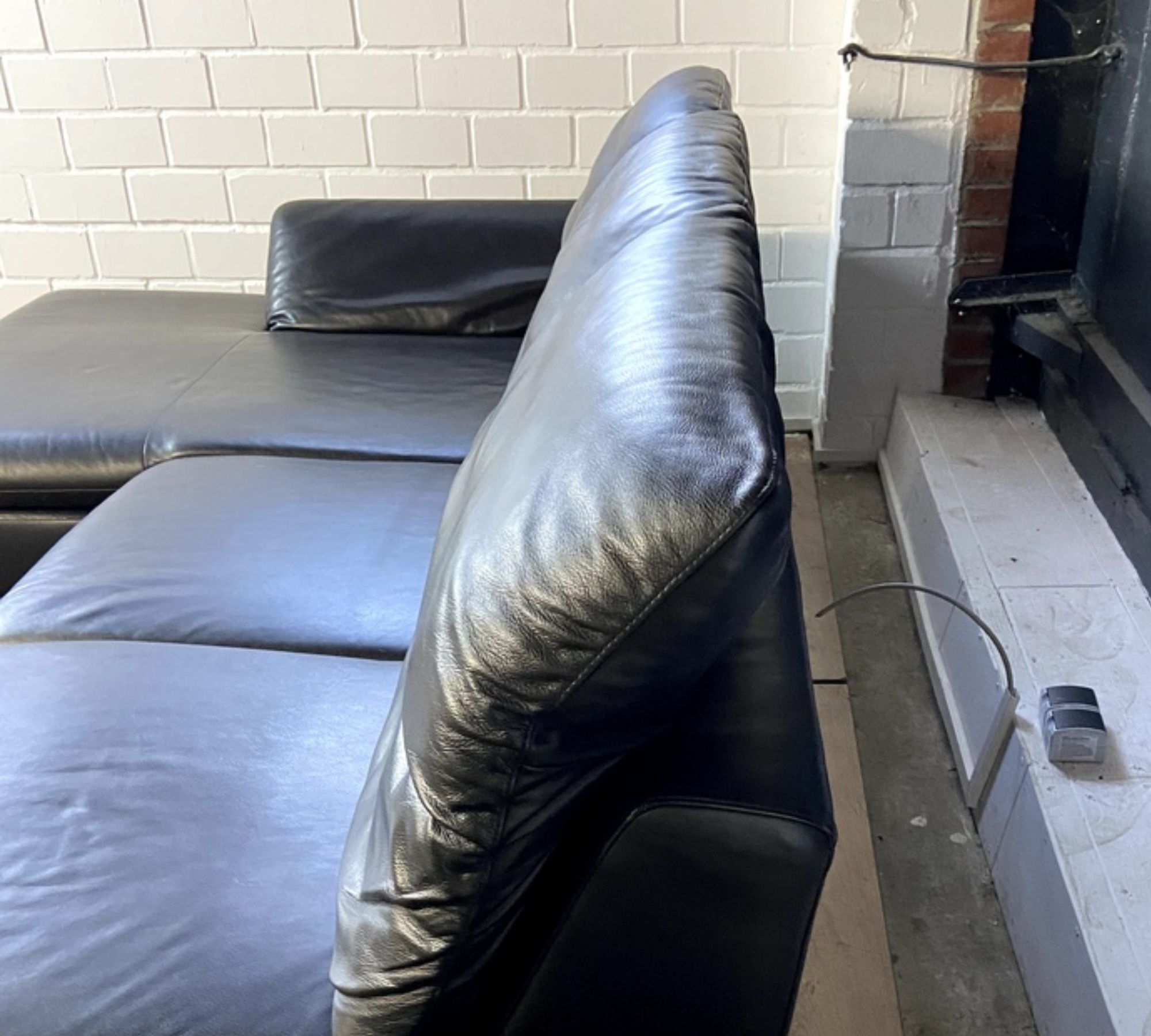 Sofa Chaise Lounge Left Leather Black 4