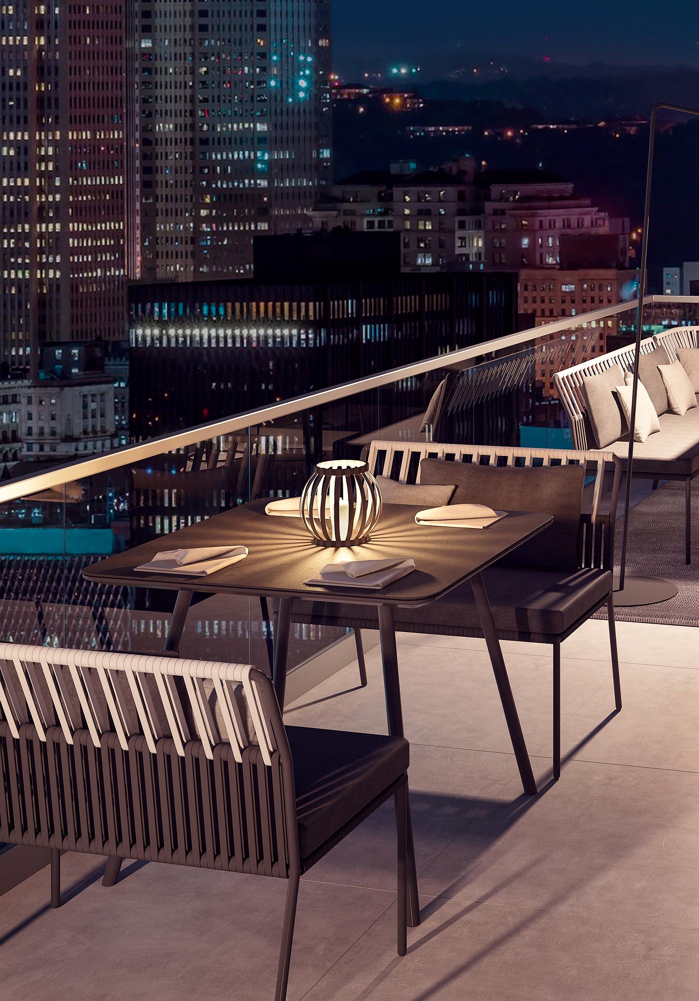 Urban Dining Set Aluminium String-Flex Anthrazit 2