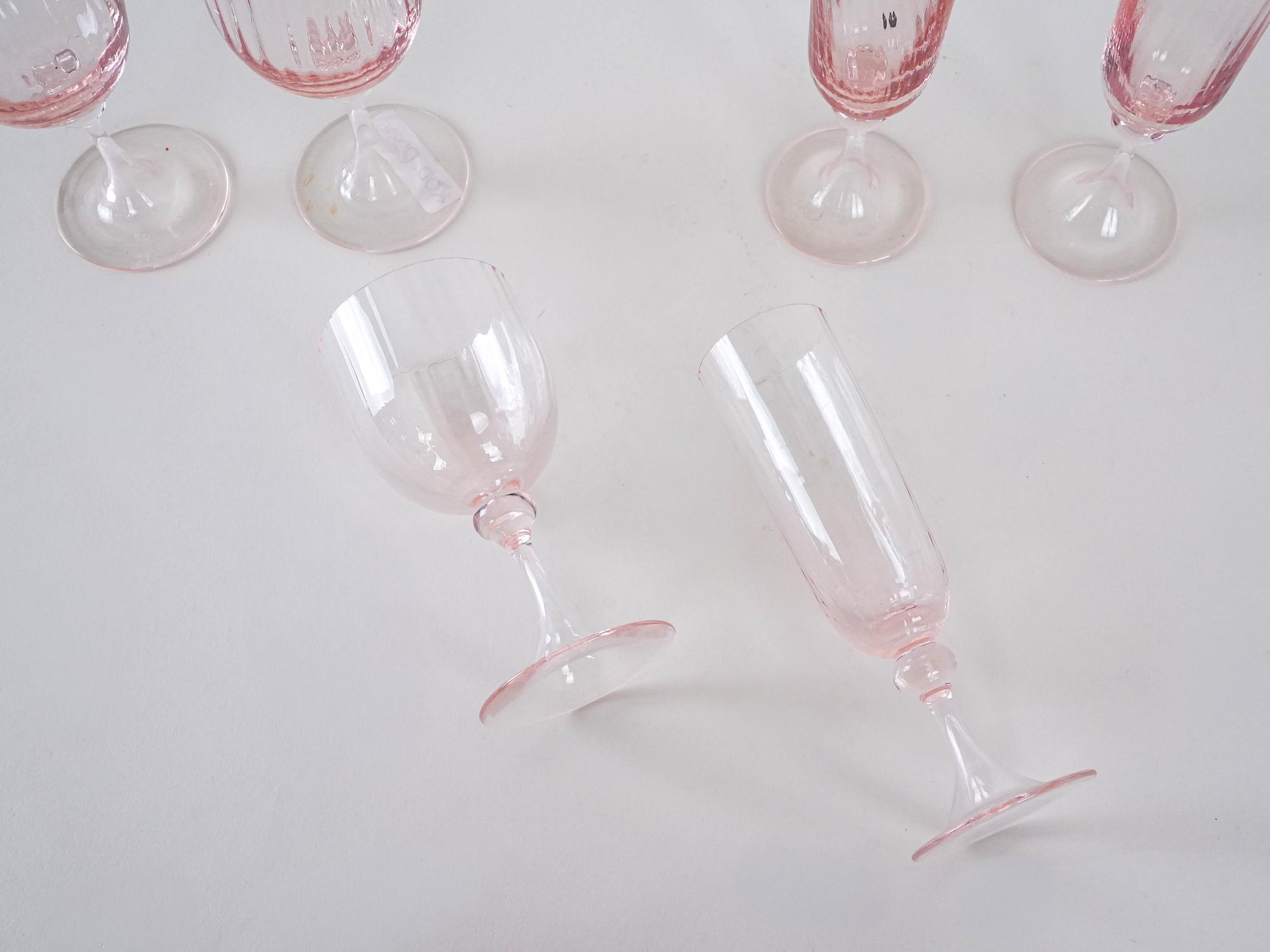 Glass Set Pink 1970s 5