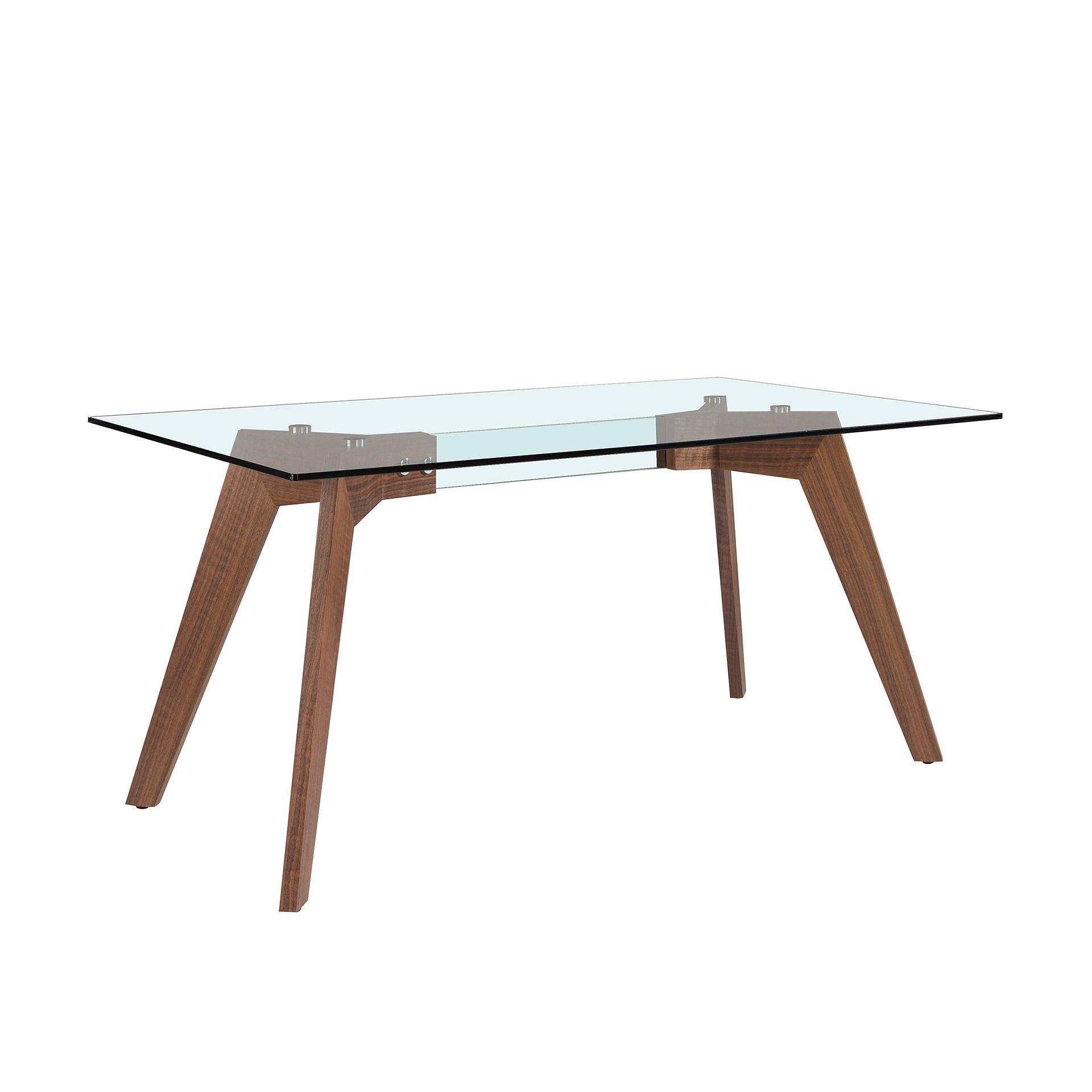 1031 Rectangular dining table wood veneer glass 0