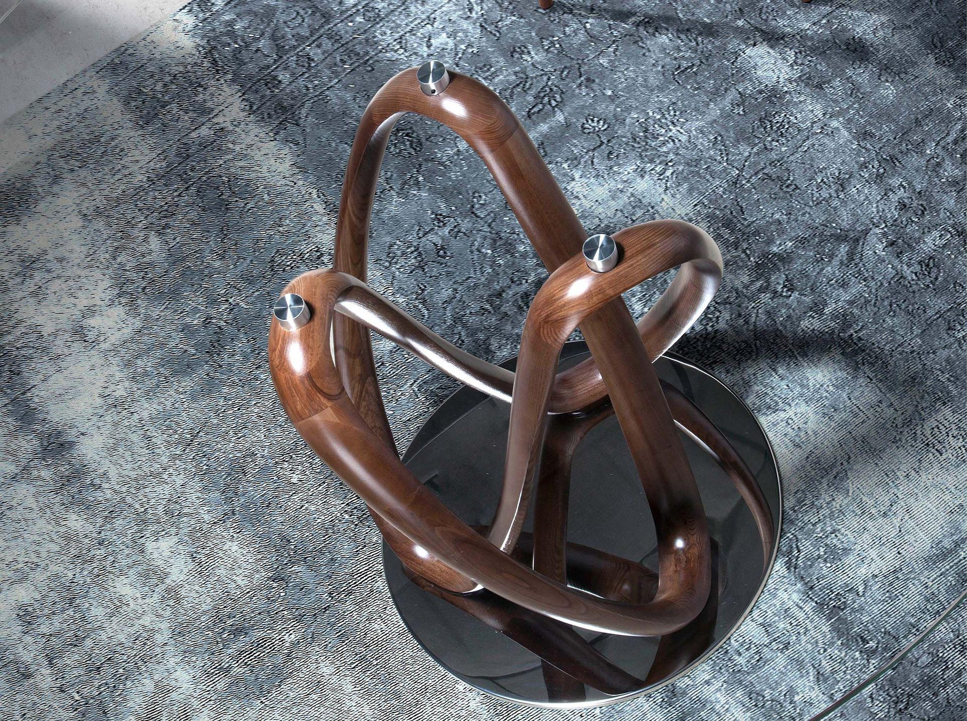 Runder Esstisch Walnussholz Glas Ø 120cm 5