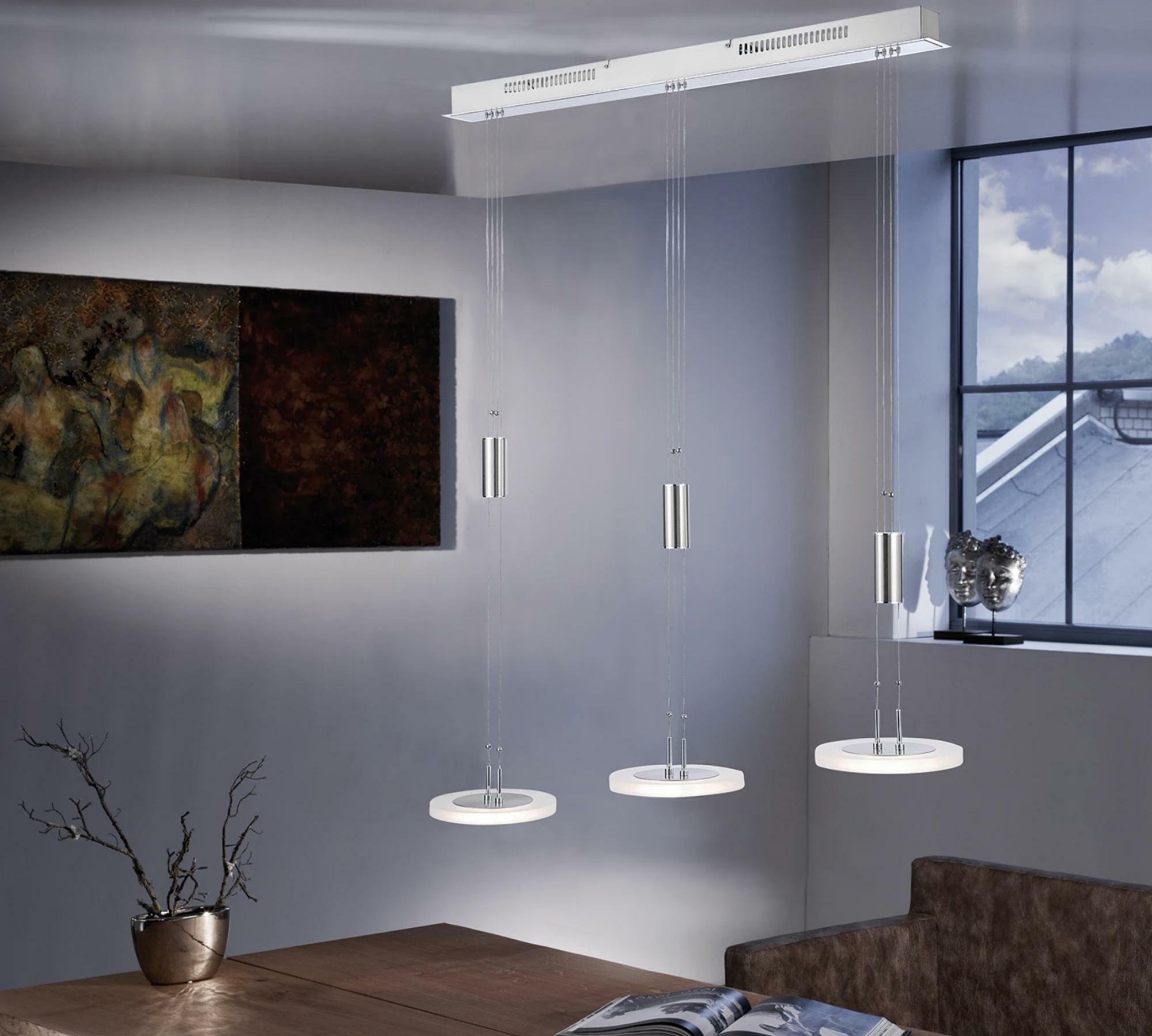 LED-Pendelleuchte 3-flammig Silber 2