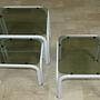 Couchtische 3er Set Vintage Metall Glas 1980er Jahre 0