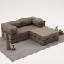 Comfort Schlafsofa 2-Sitzer mit Hocker Grau 0