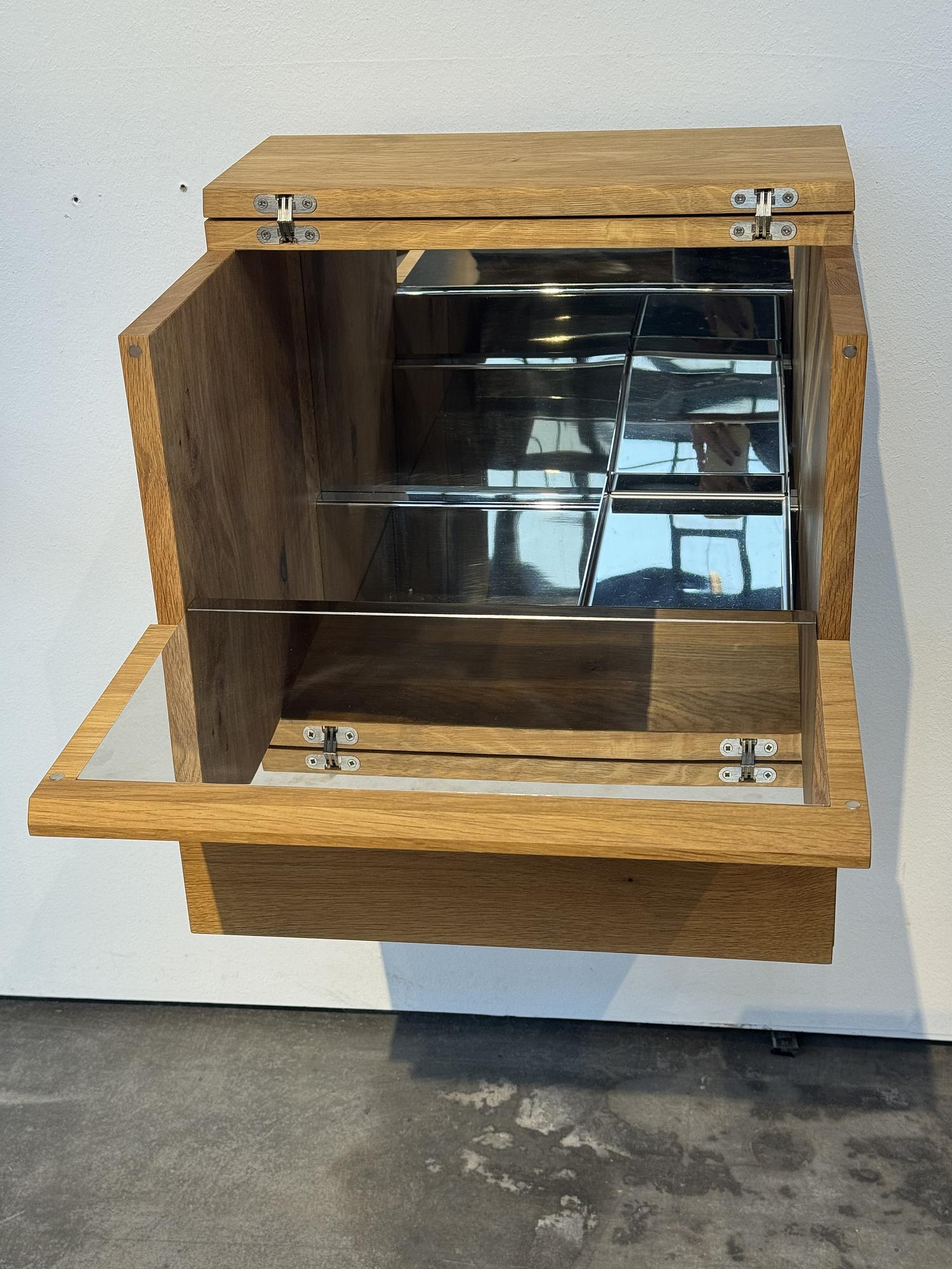 Araq Barschrank Edelstahl Eiche Braun 0