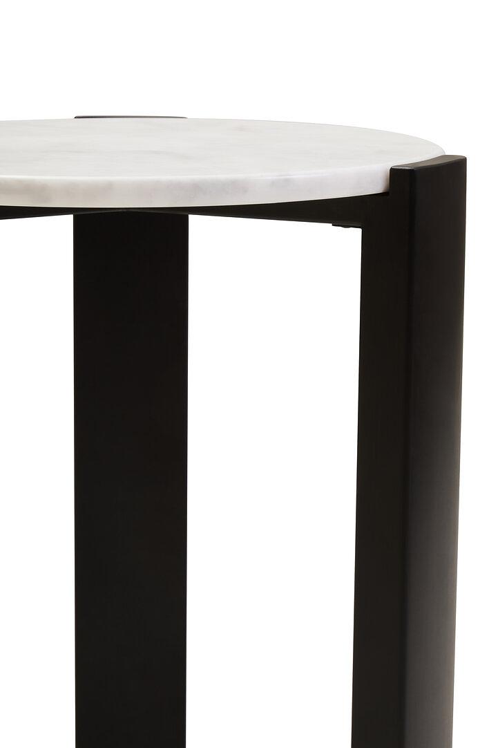 Palermo Round Side Table Marble Wood Black White 7