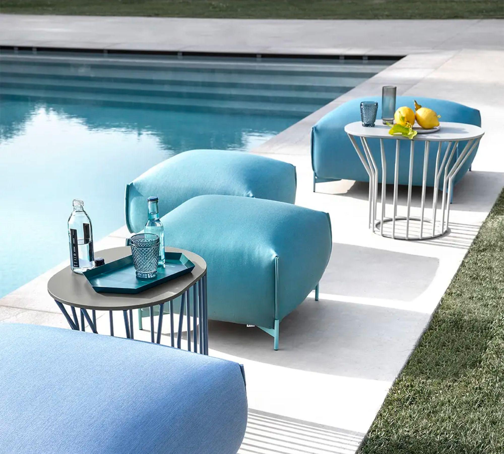 Mochi Pouf Textil Metall Blau 1