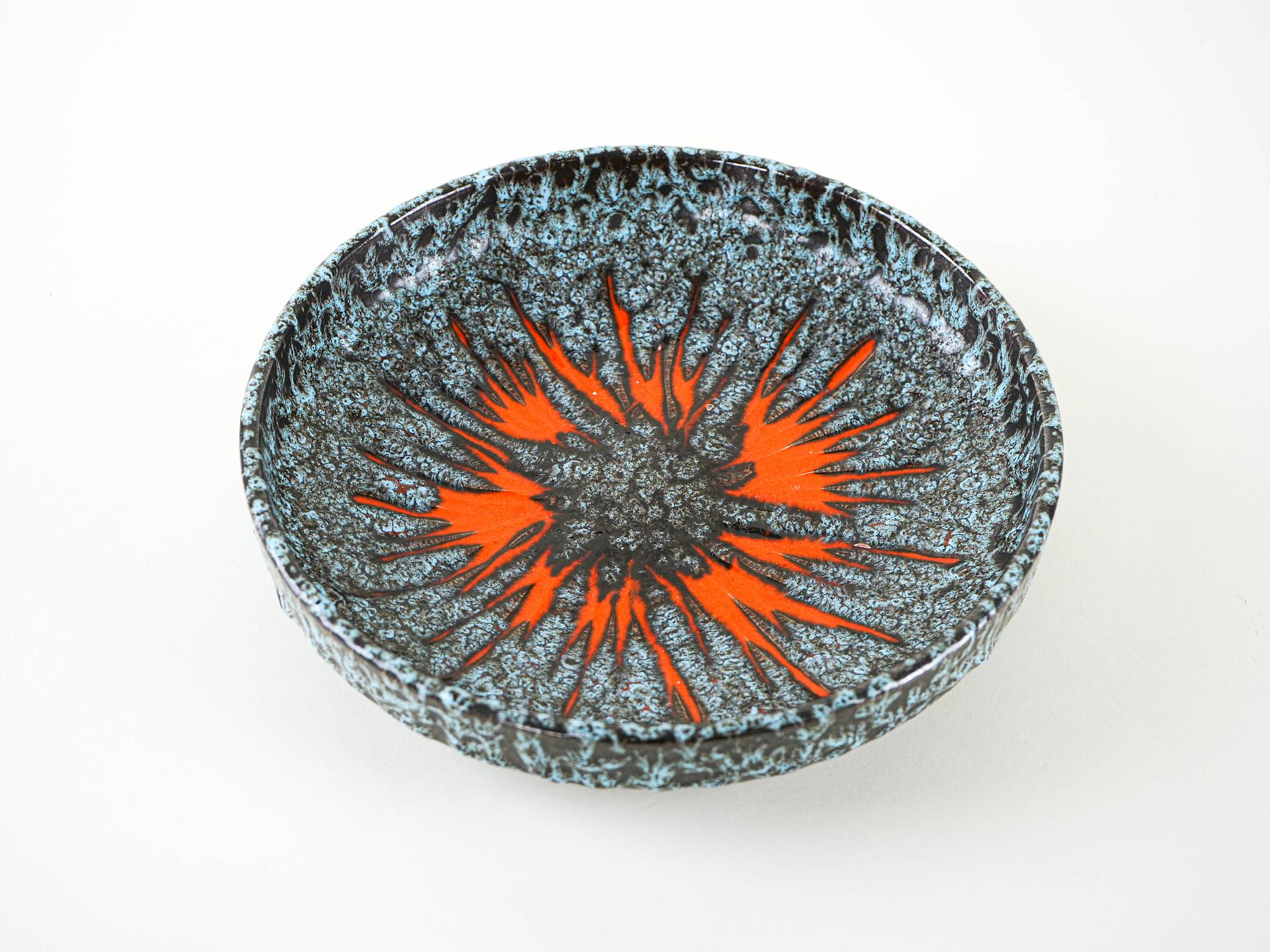 Decorative plate ceramic turquoise 1960s 1