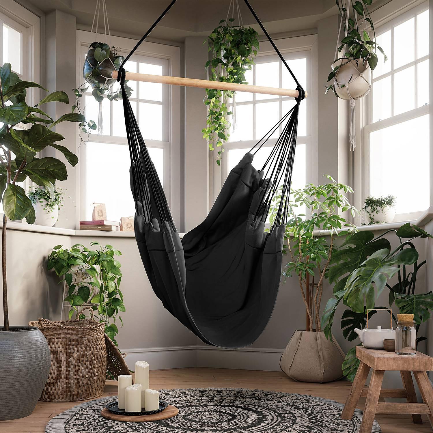 Hanging Chair Malero Cotton Black 2