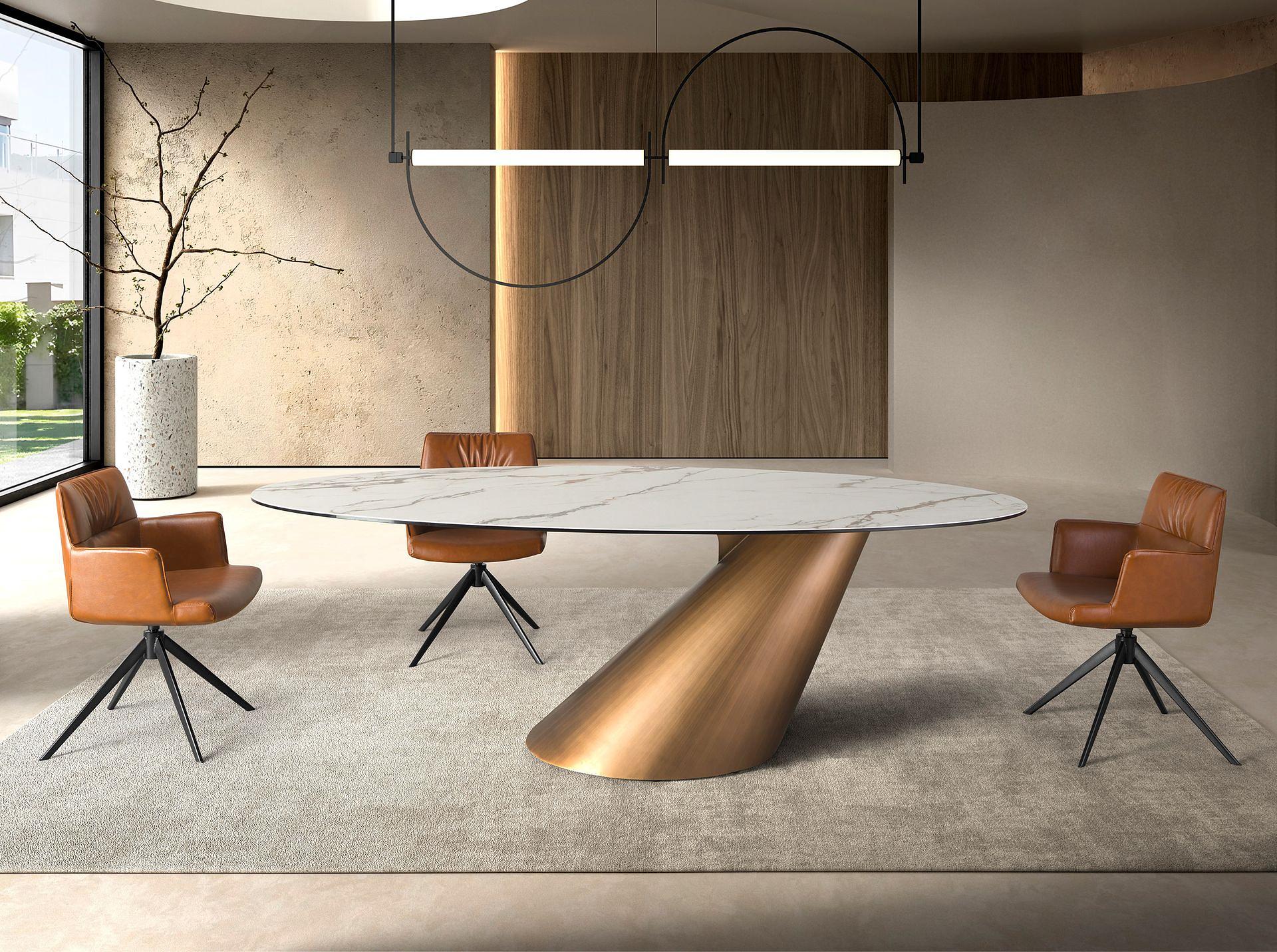 Swiveling chair faux leather brown 3