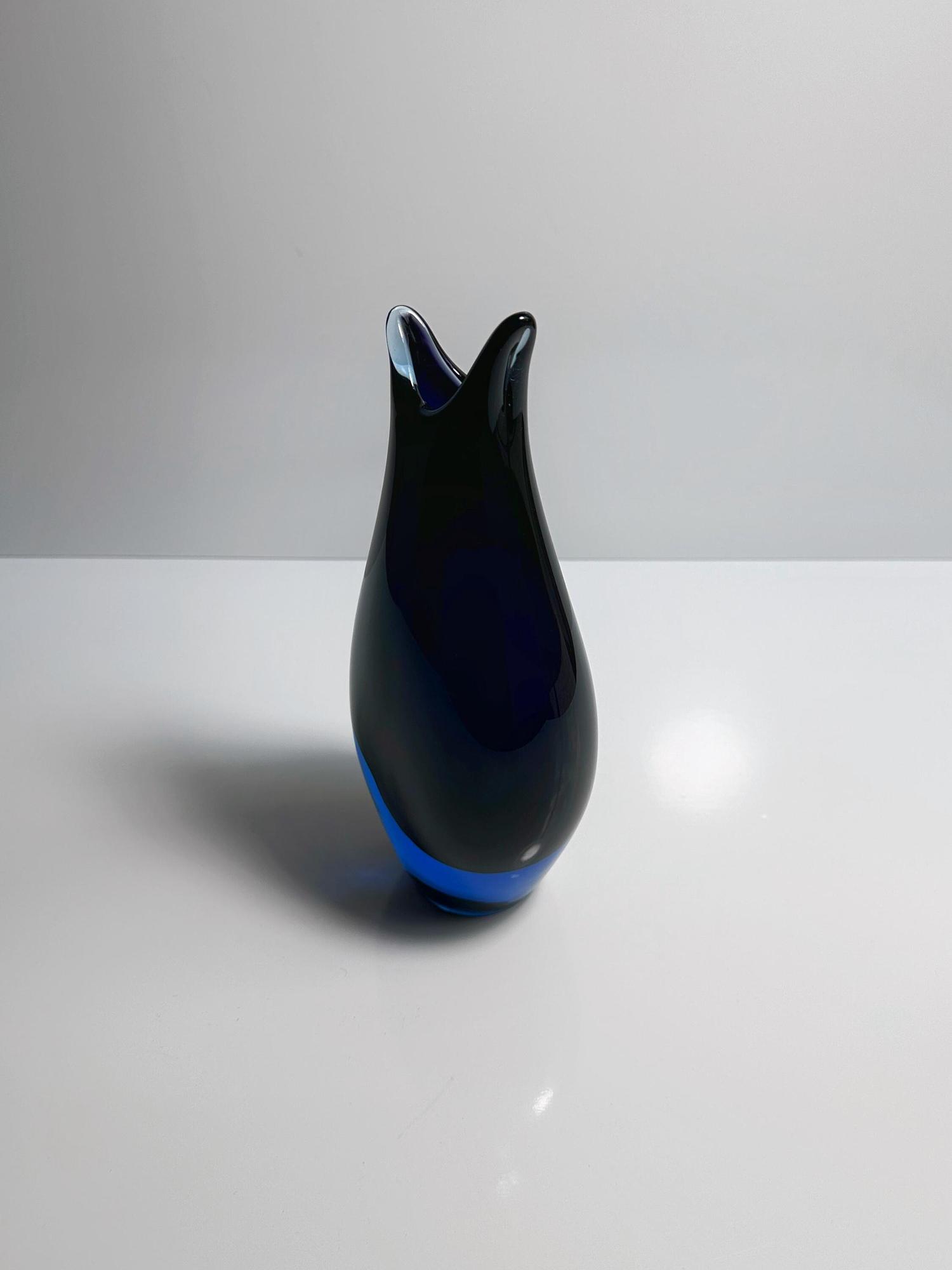 Vintage Vase Muranoglas Dunkelblau 4