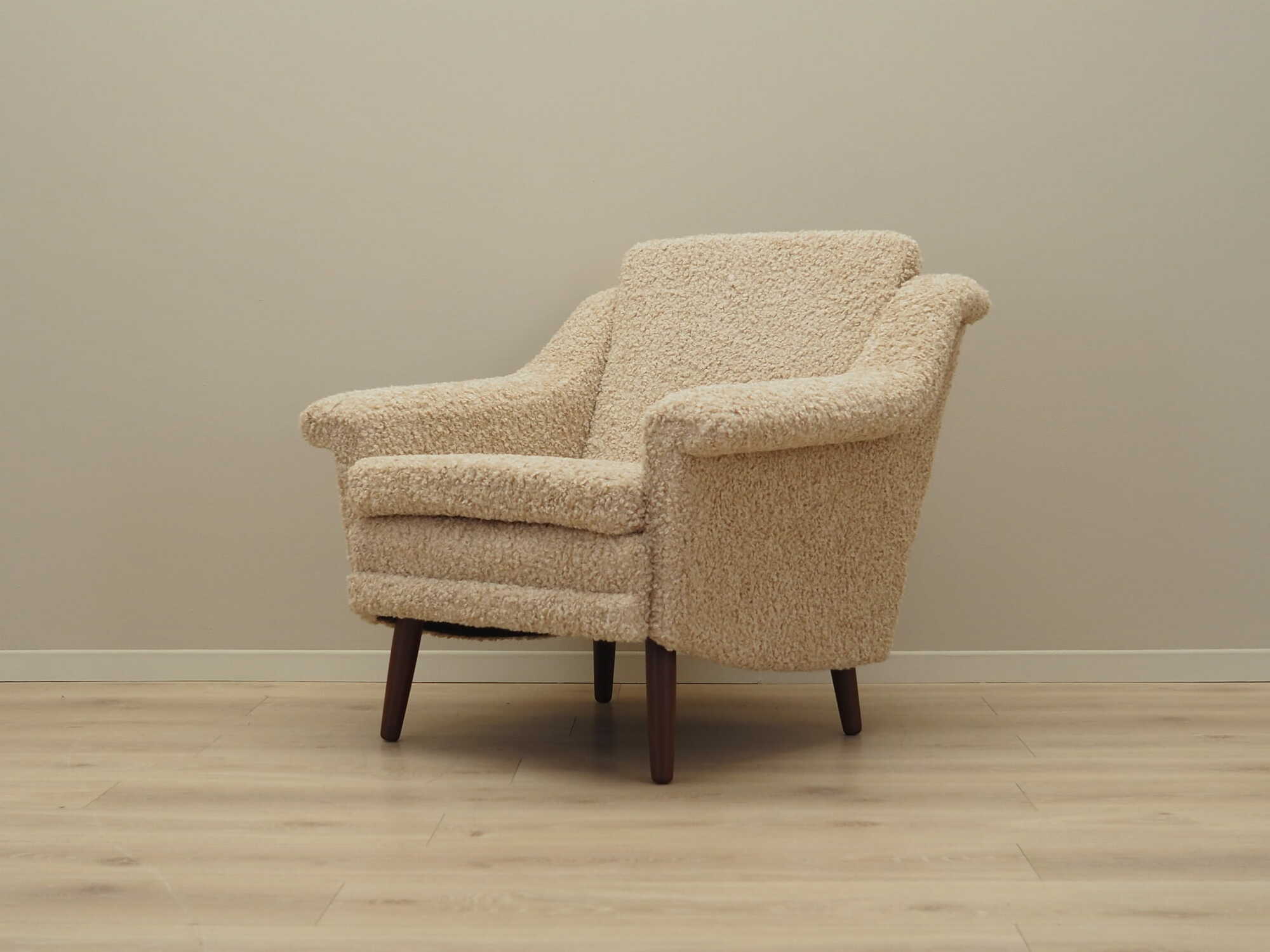 Vintage Sessel Textil Holz Beige 1970er Jahre 2