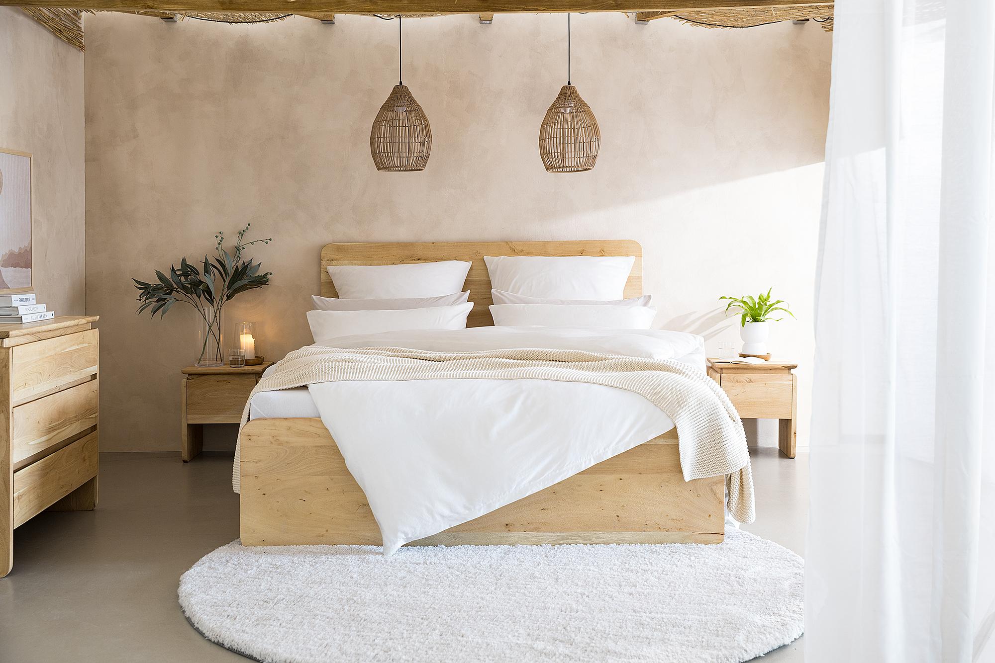 MOLAY Nightstand with Drawer Acacia Wood 1