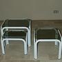 Couchtische 3er Set Vintage Metall Glas 1980er Jahre 1