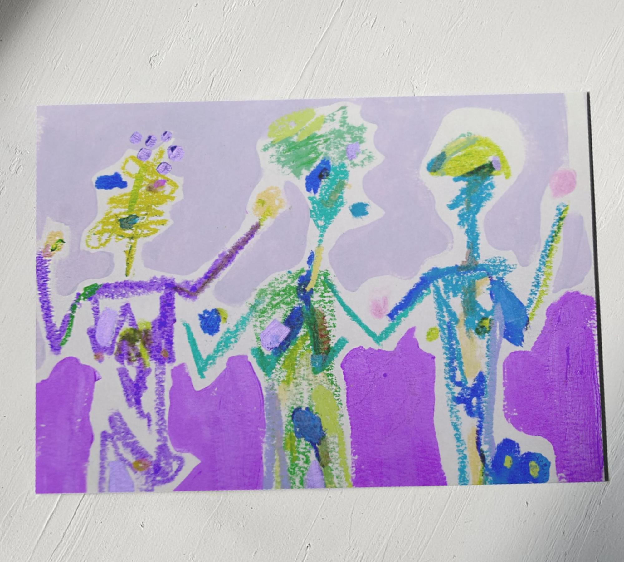 Gracias del carnaval verde con stampa d'arte viola multicolore 3