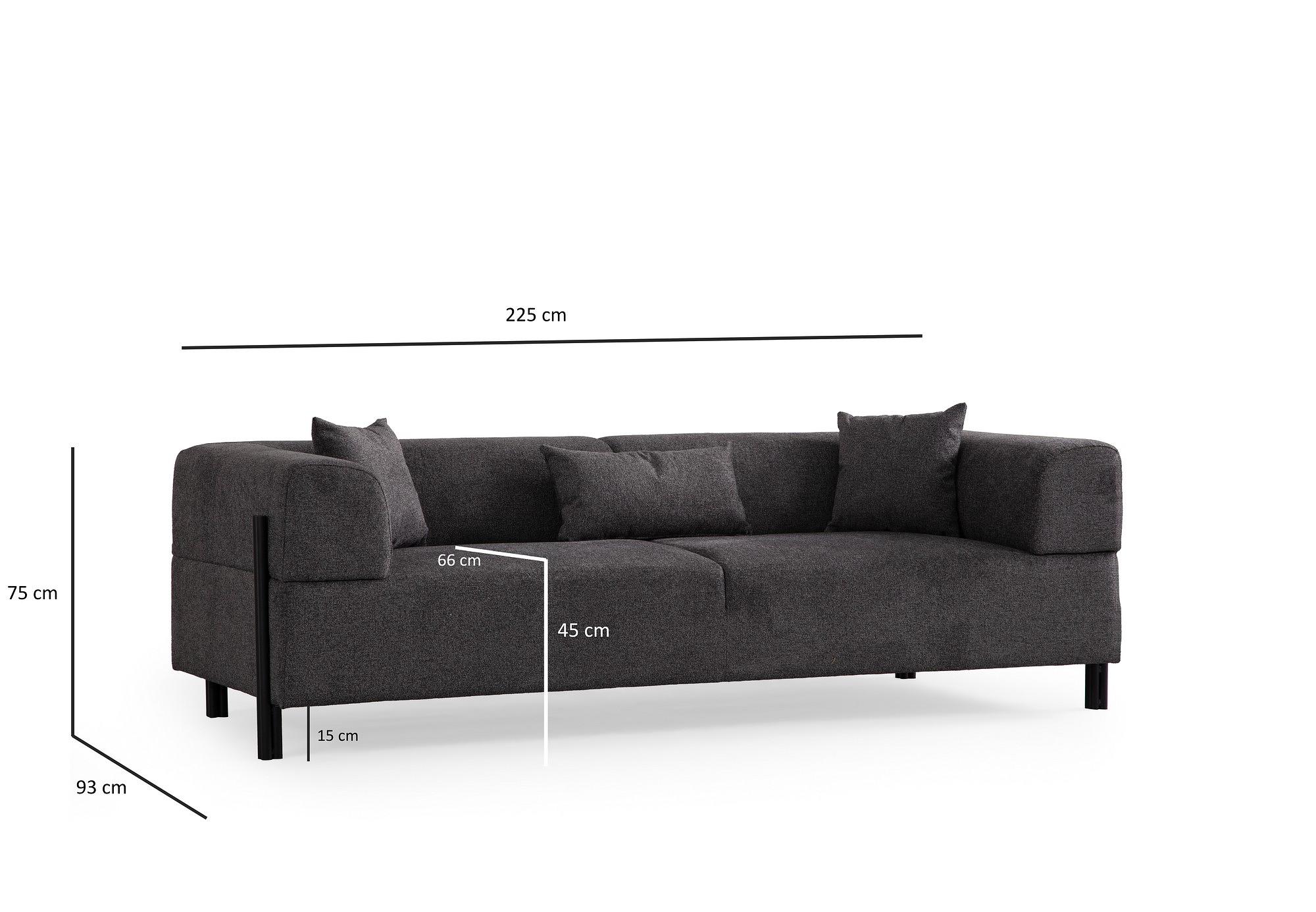 Gio 3-Sitzer Sofa Schwarzgrau 9