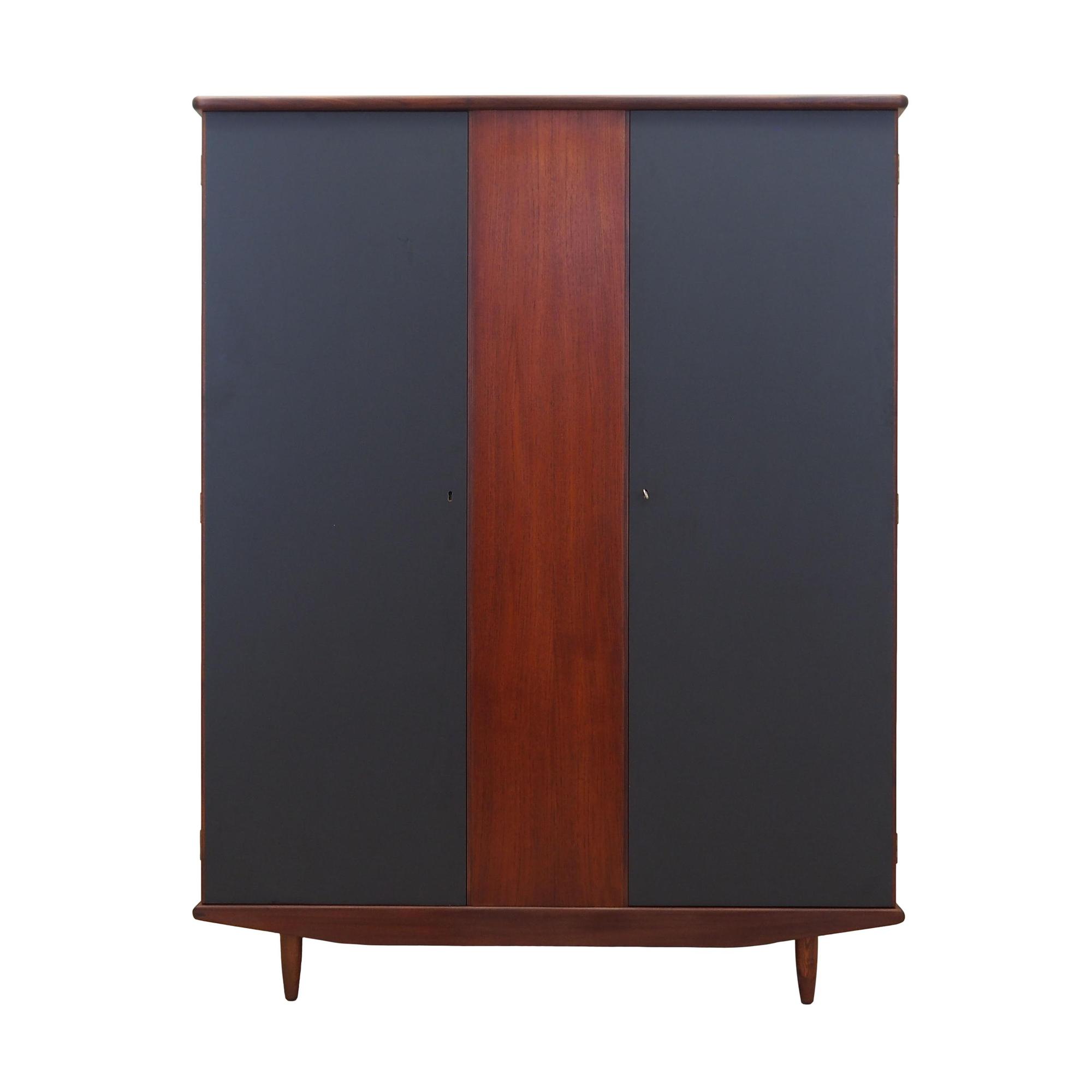 Teak Kleiderschrank 1960er Jahre Grau Braun 0