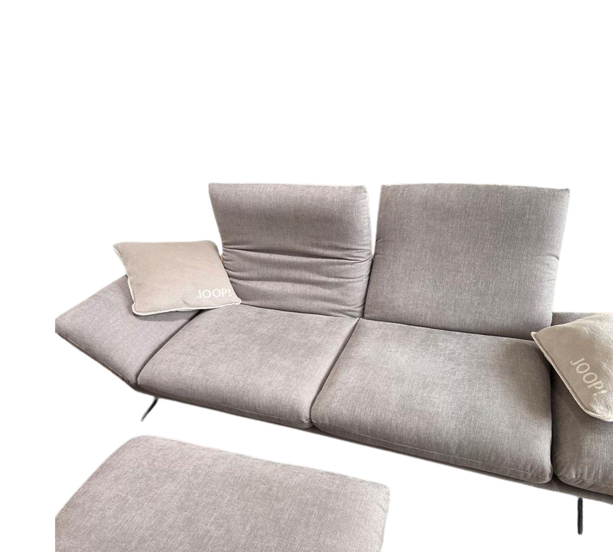2-Sitzer Sofa und Hocker Grau 0