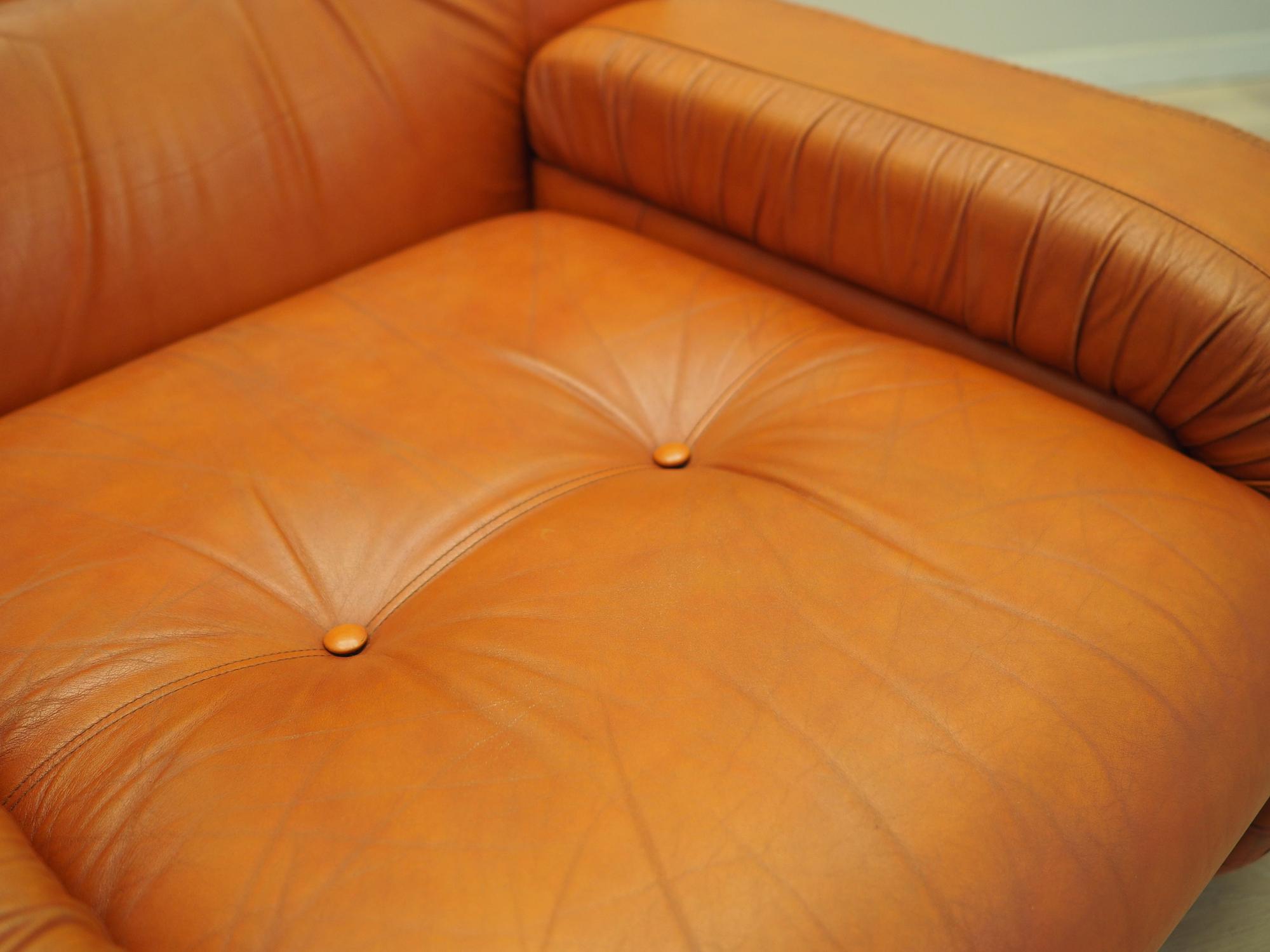 Sessel Leder Orange 1970er Jahre 10