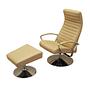 Sessel mit Hocker Leder Hellbraun 1970er Jahre 0