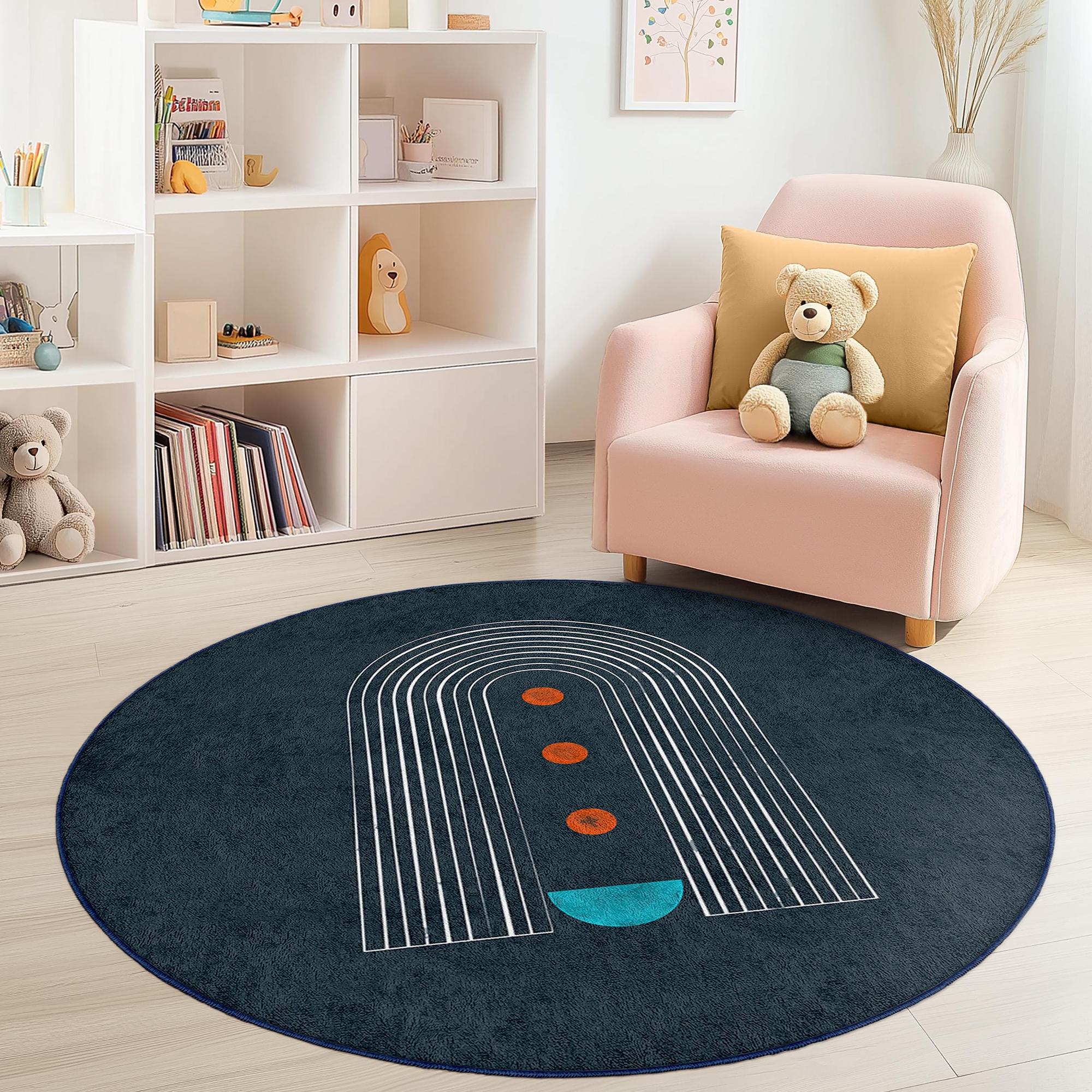 Regenbogen Kinderspielteppich Mehrfarbig Ø120cm 2