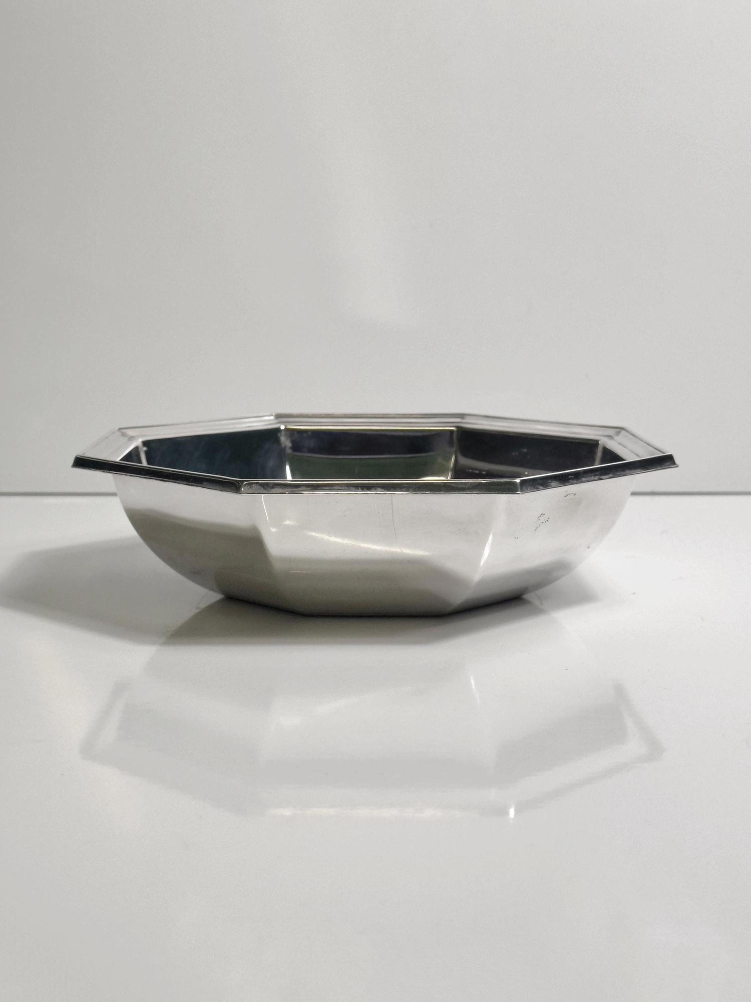 Vintage Silver-plated Bowl Octagon Metal 1980s 3