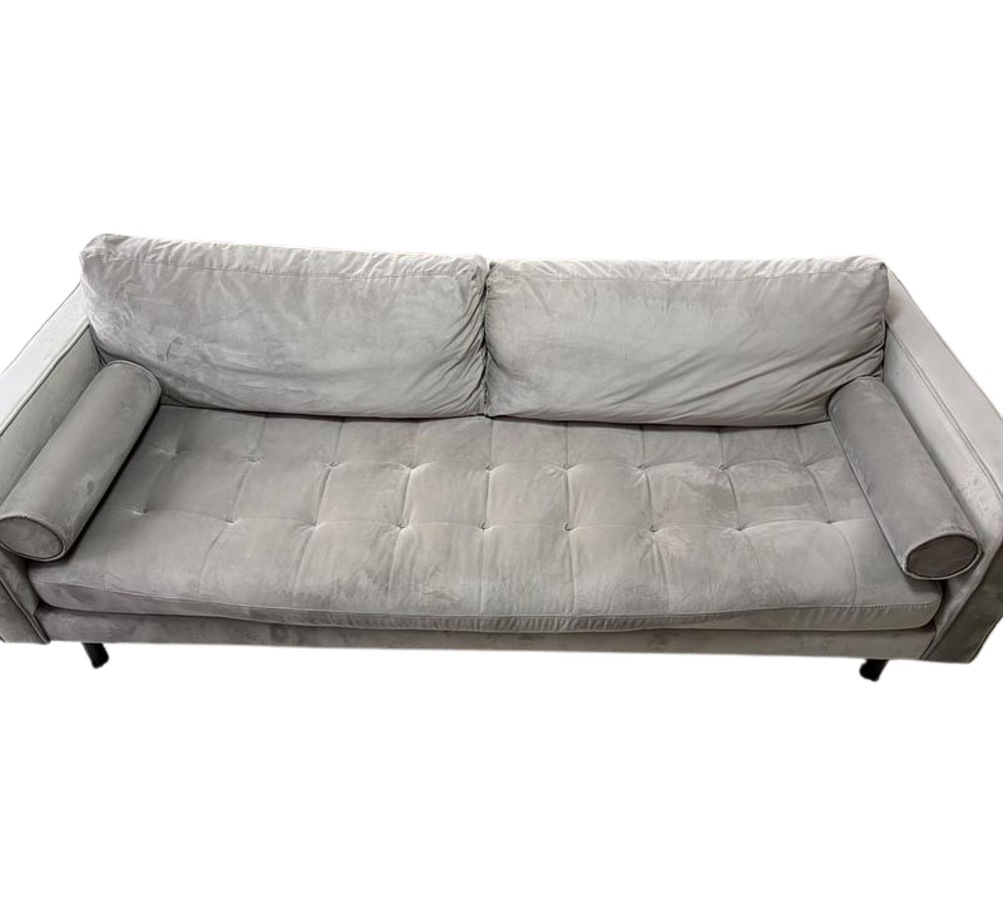 Sofa mit Sitzhocker Samt Holz Taupe 6
