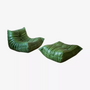 Togo armchair and ottoman set pull-up leather green 0