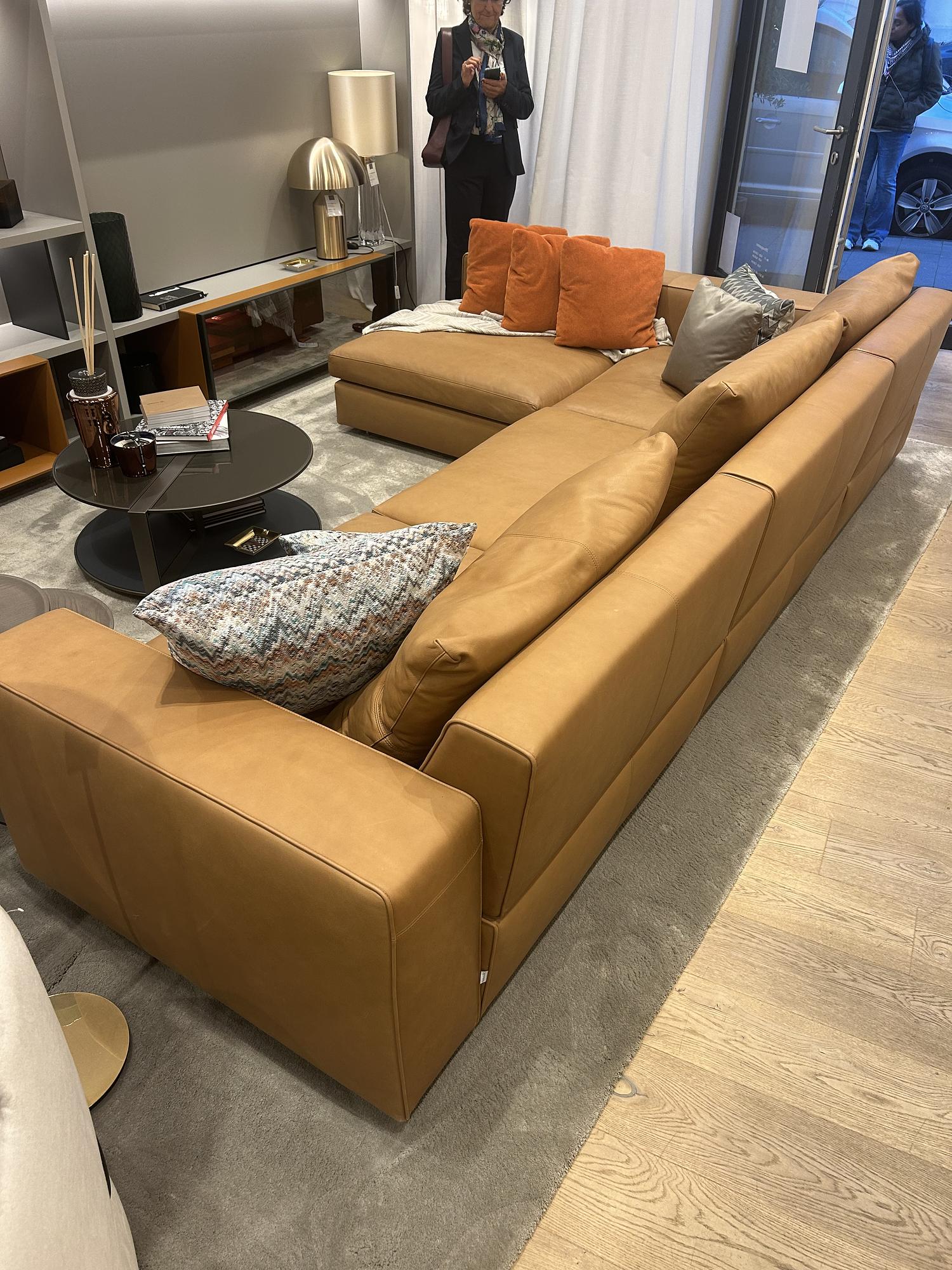 Molteni & C „Turner“ Leather Sofa with Ottoman & Cushions 4