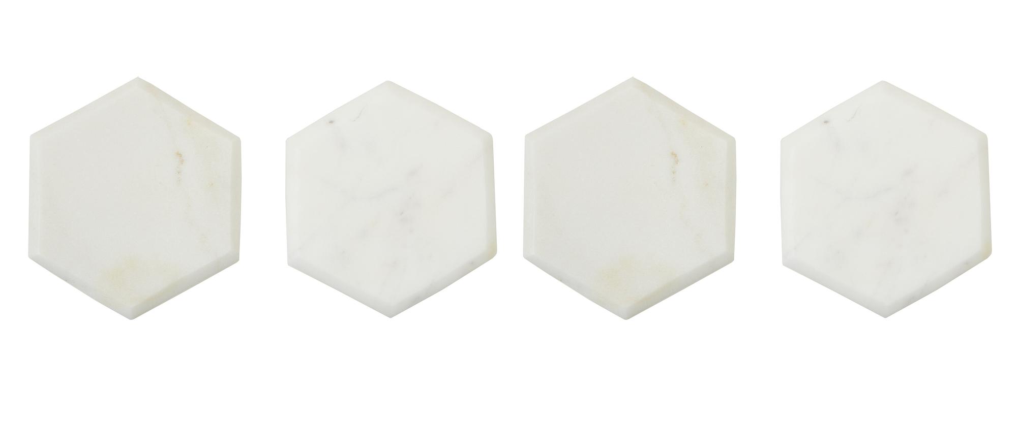 4x Kindia SetMarmor Sechseck Untersetzern  Weiß
 0