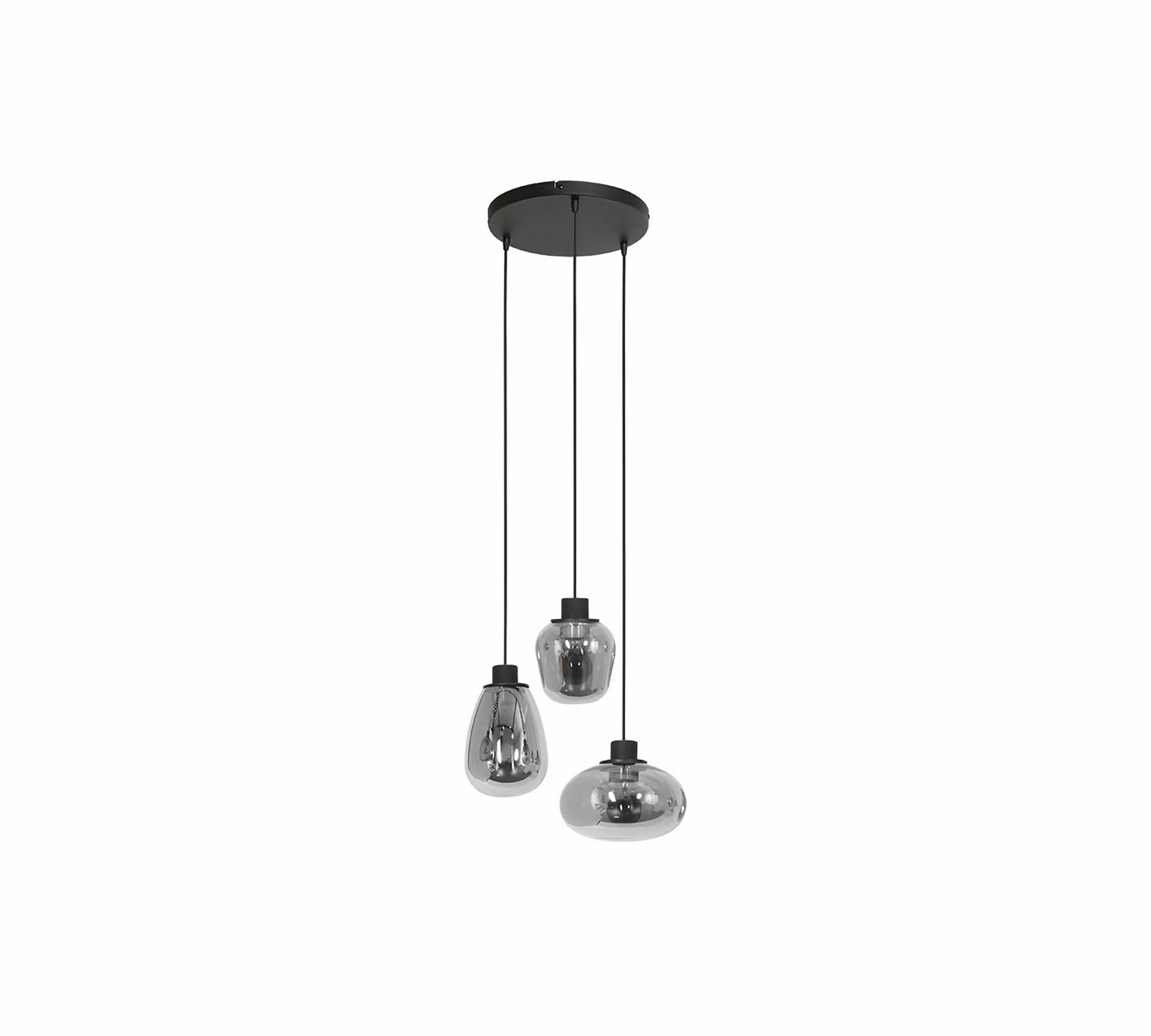 Pendant light 3-bulb glass aluminum black 2