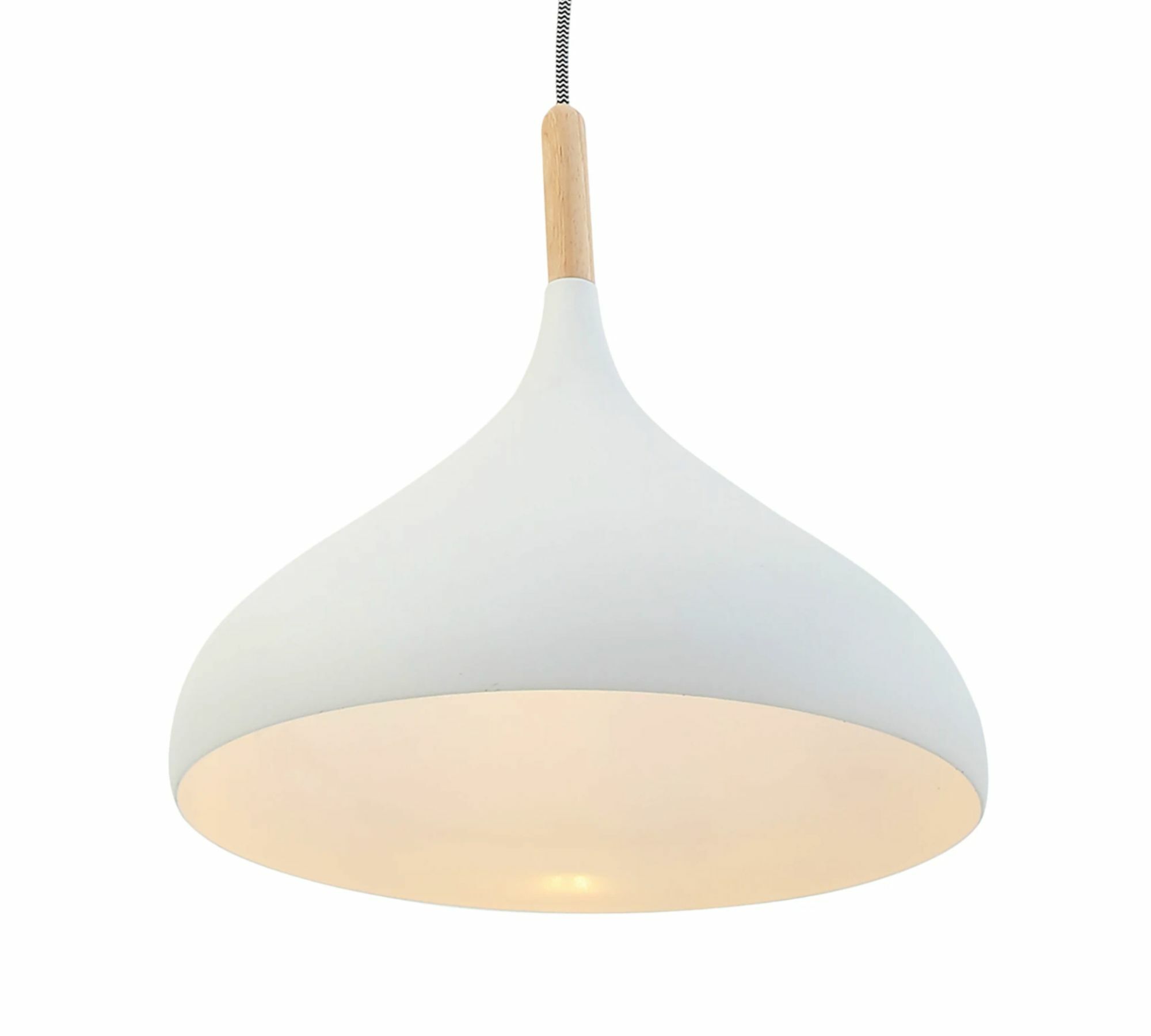 Pendant lamp aluminum beech wood white 0