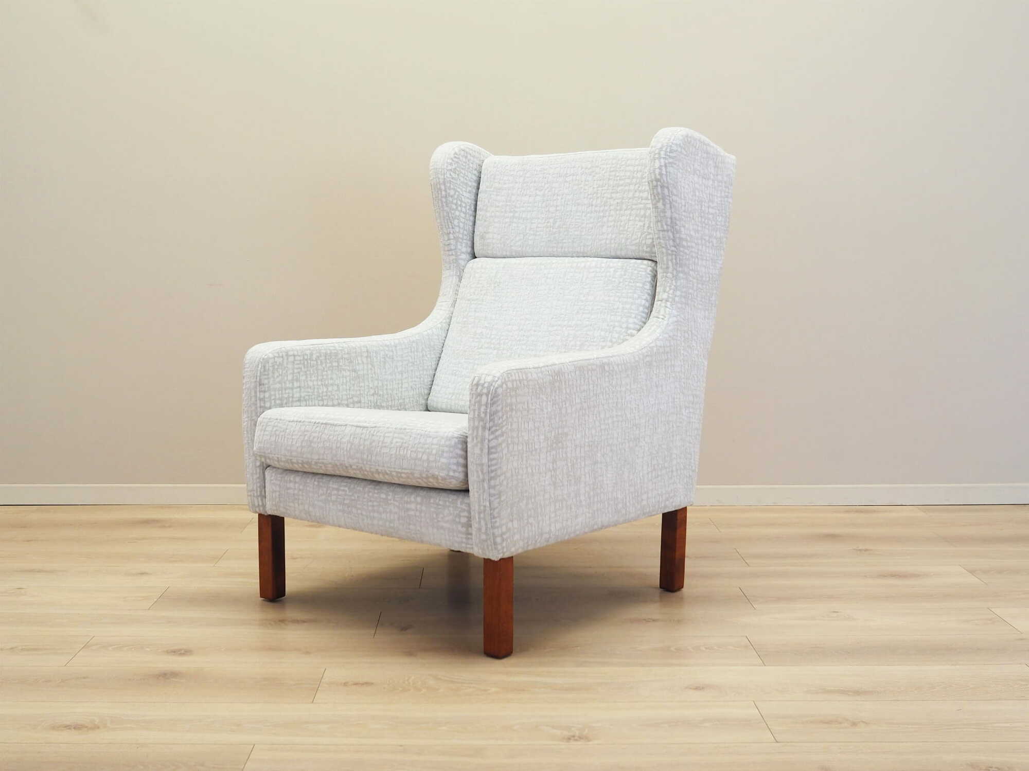 Vintage Sessel Textil Holz Grau 1960er Jahre 2