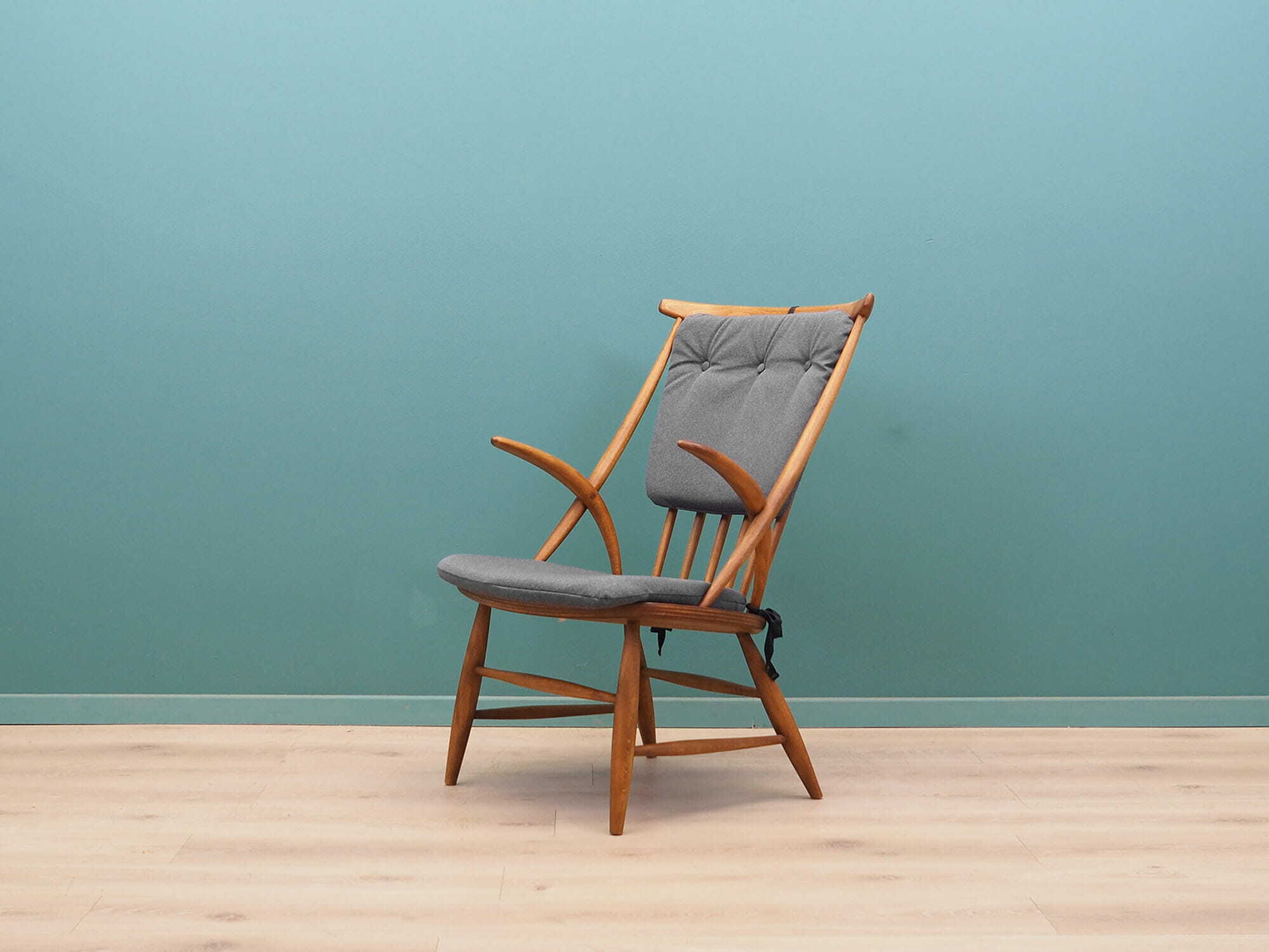 Vintage armchair beech fabric brown 1960s 2