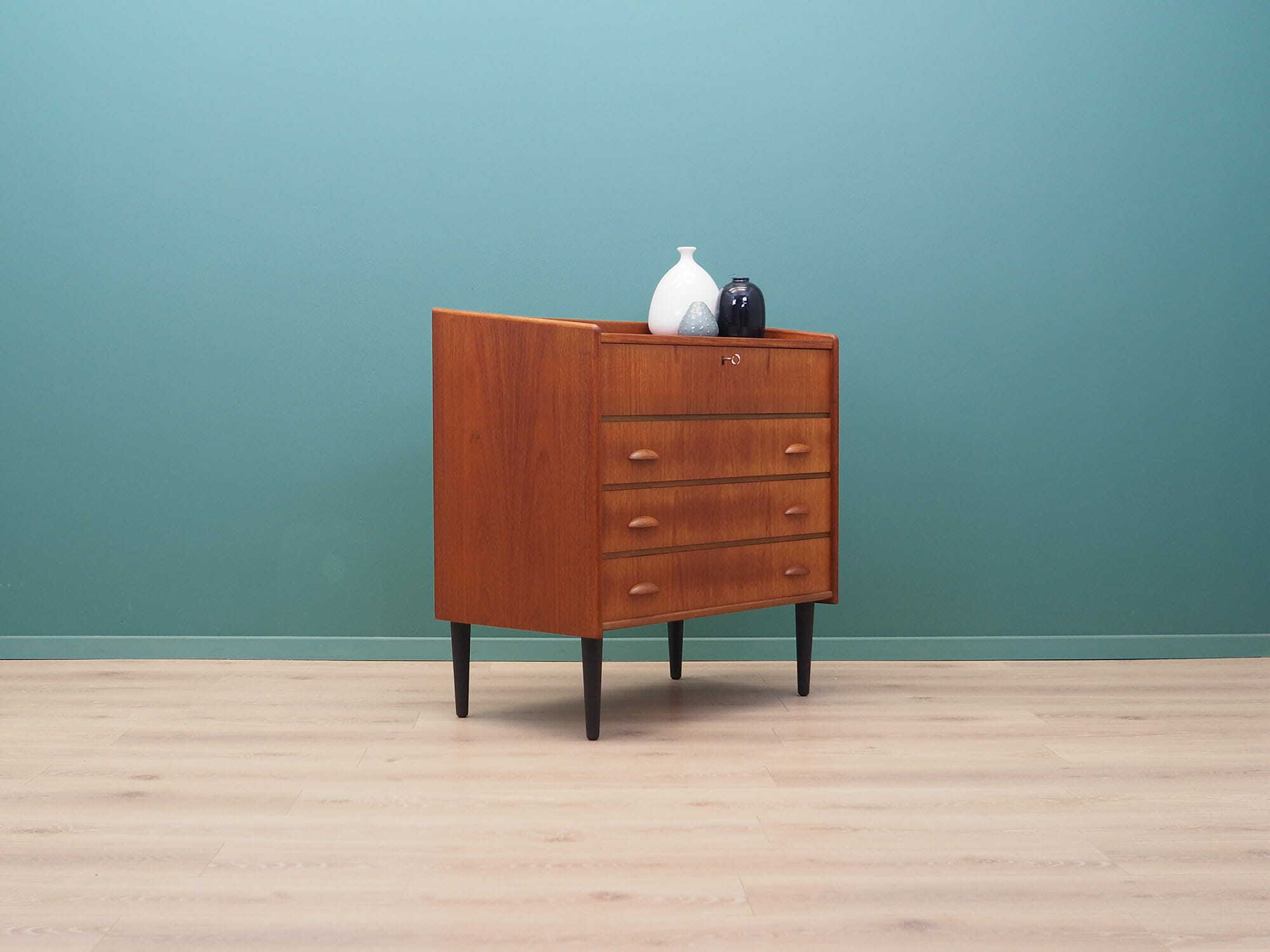 Vintage Schminktisch Teakholz Braun 1960er Jahre 4