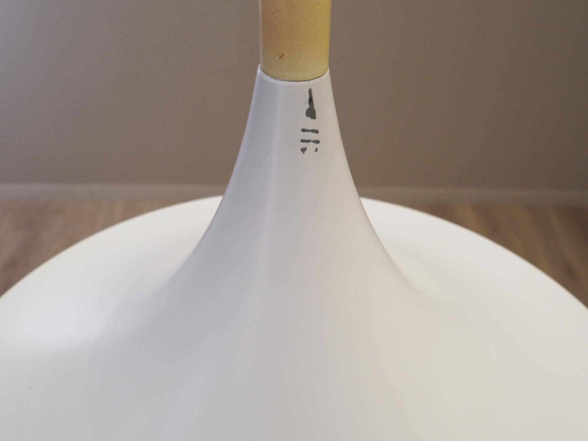 Vintage Pendelleuchte Metall Weiß 1960er Jahre 7