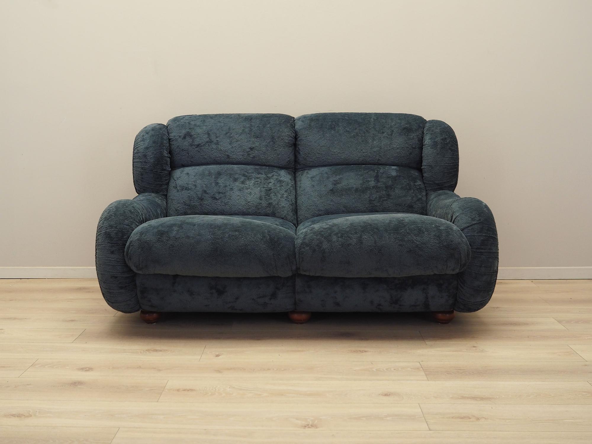 2-Sitzer Sofa Velours Blau 1970er Jahre 1