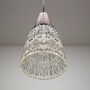 Vintage pendant lamp glass wood brown 1970s 6