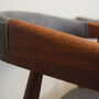 4x Vintage Stuhl Teakholz Leder Grau 1960er Jahre 6