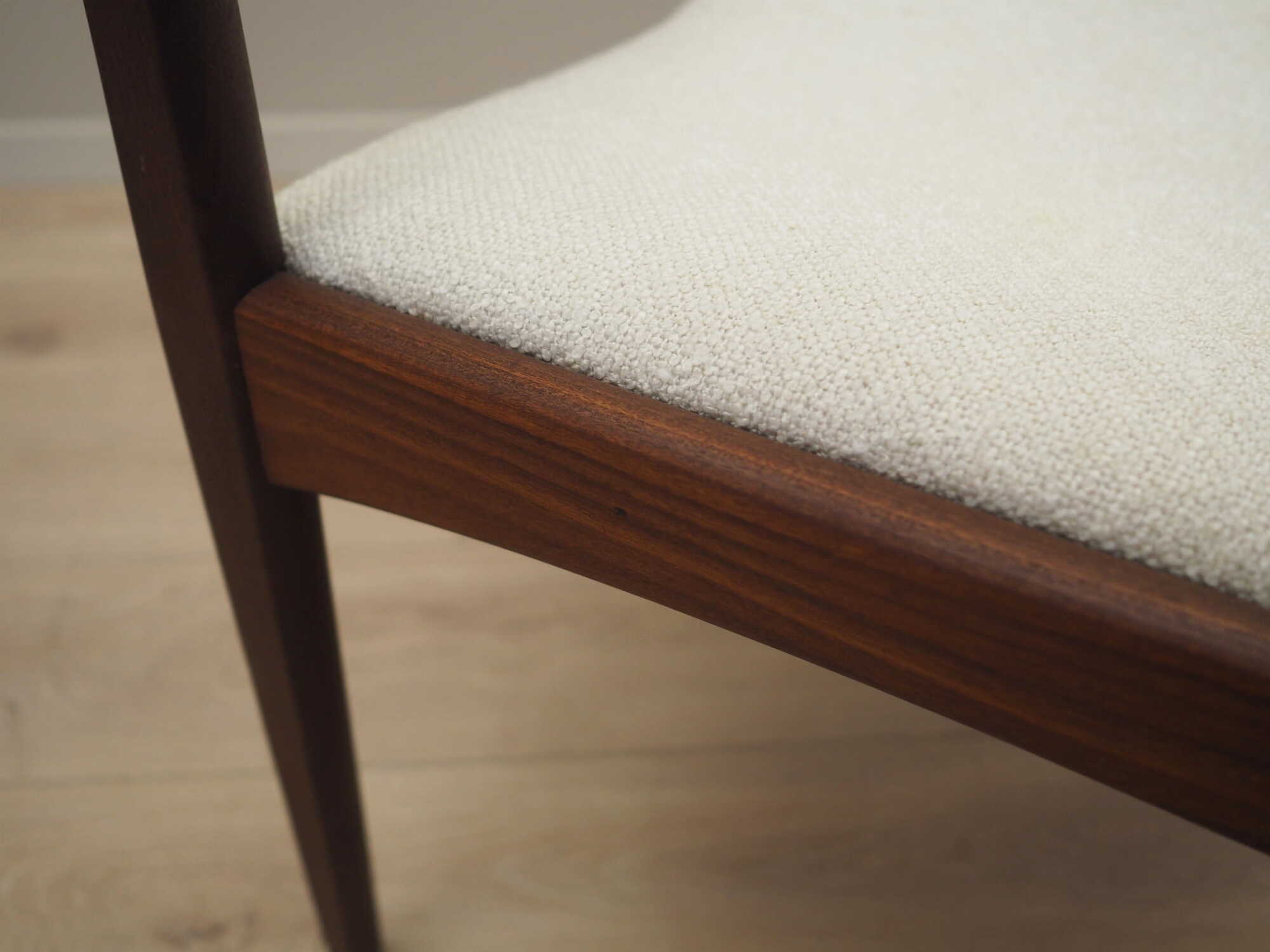 Vintage armchair Teak wood Textile Cream 1960s 9