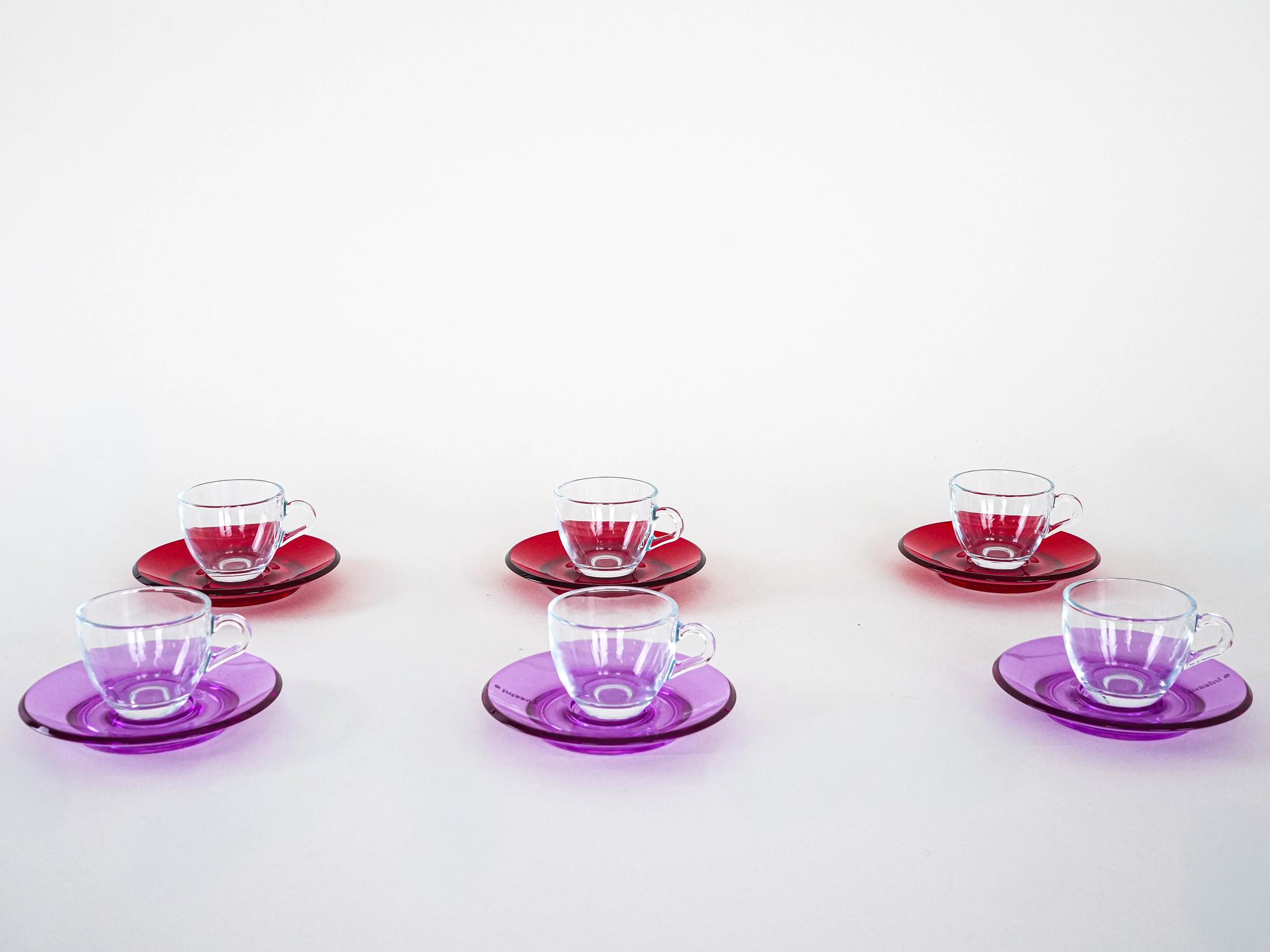Glass Cup Set Multicolored 1970s 4
