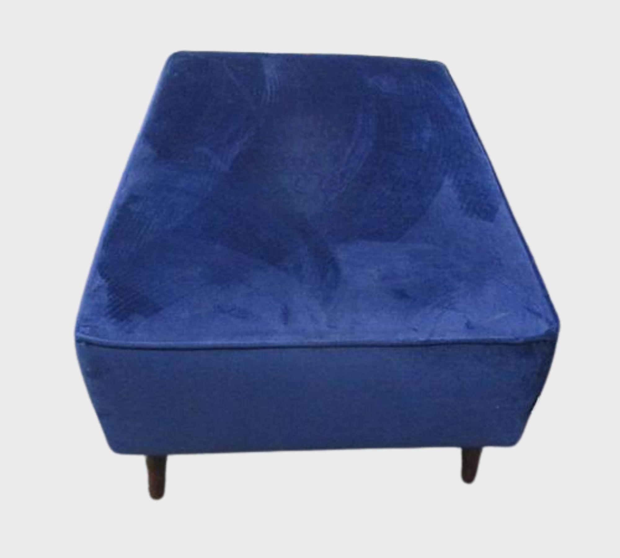 Hocker Samt Blau 1