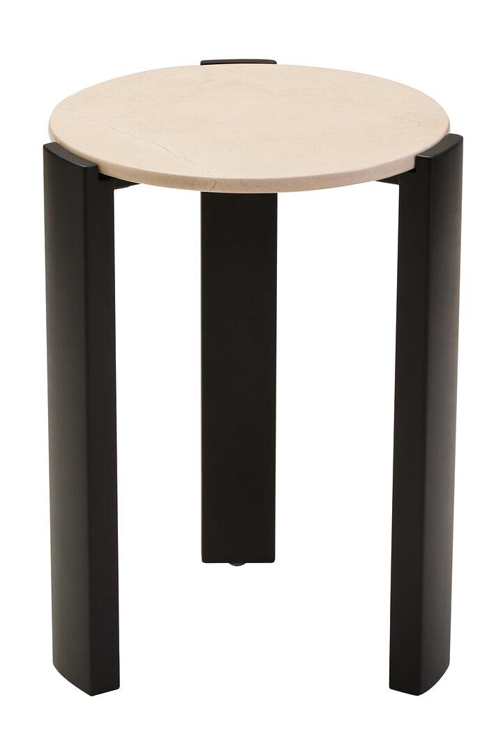 Palermo Runder Beistelltisch Marmorplatte Creme Schwarz 1